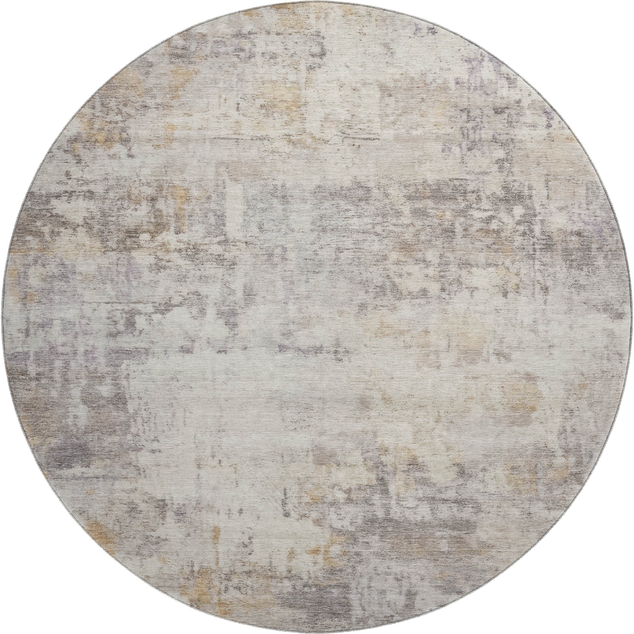 Bogota Machine Washable Traditional Linen Ivory Rug 8' x 8' #shape_Round