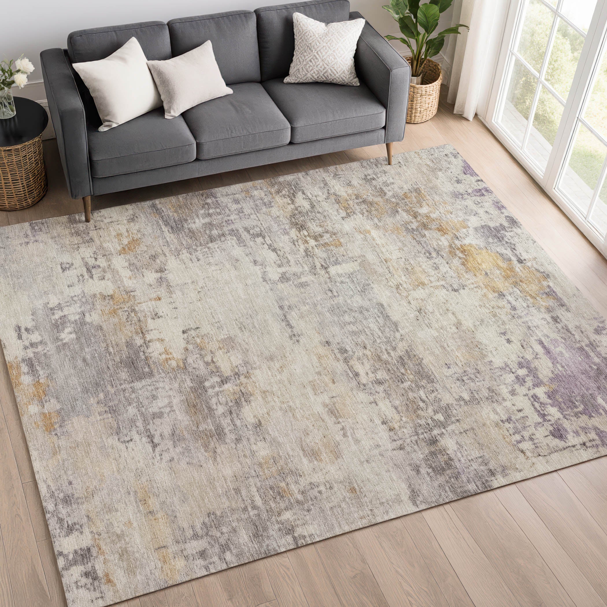 Bogota Machine Washable Traditional Linen Ivory Rug 3' x 5' #shape_Rectangle