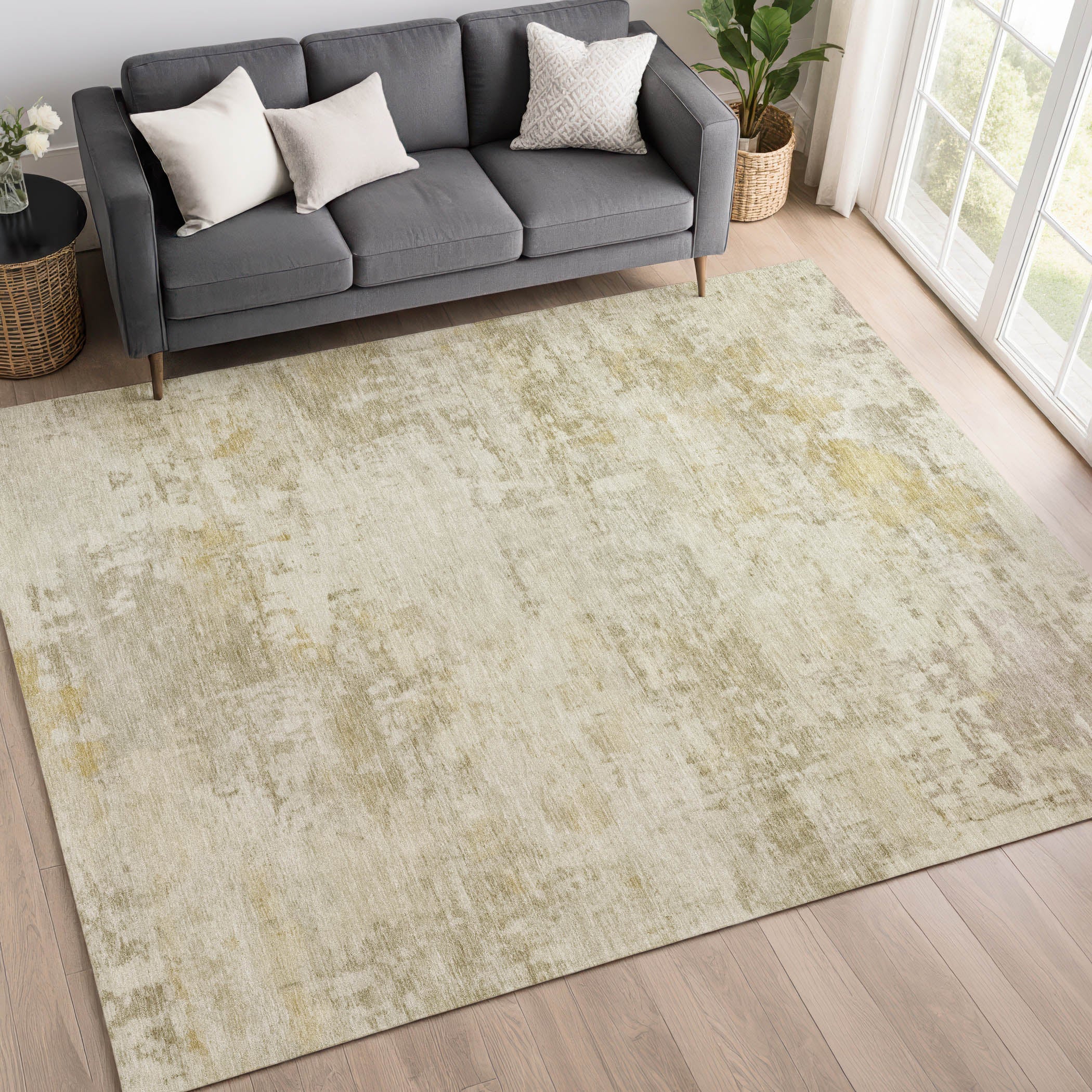 Bogota Machine Washable Traditional Putty Ivory Rug 3' x 5' #shape_Rectangle