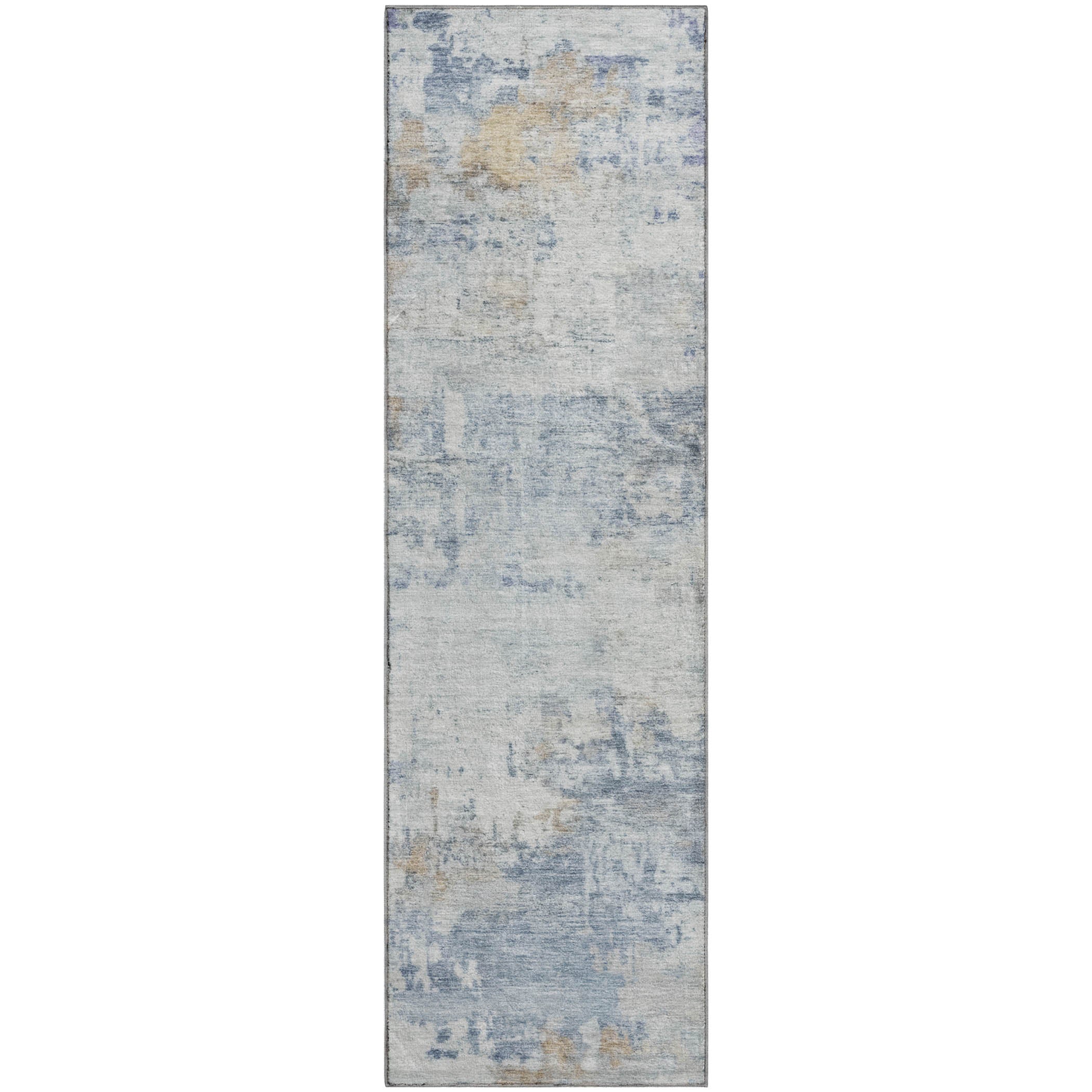 Bogota Machine Washable Traditional Sky Blue Rug 2'3" x 7'6" #shape_Runner