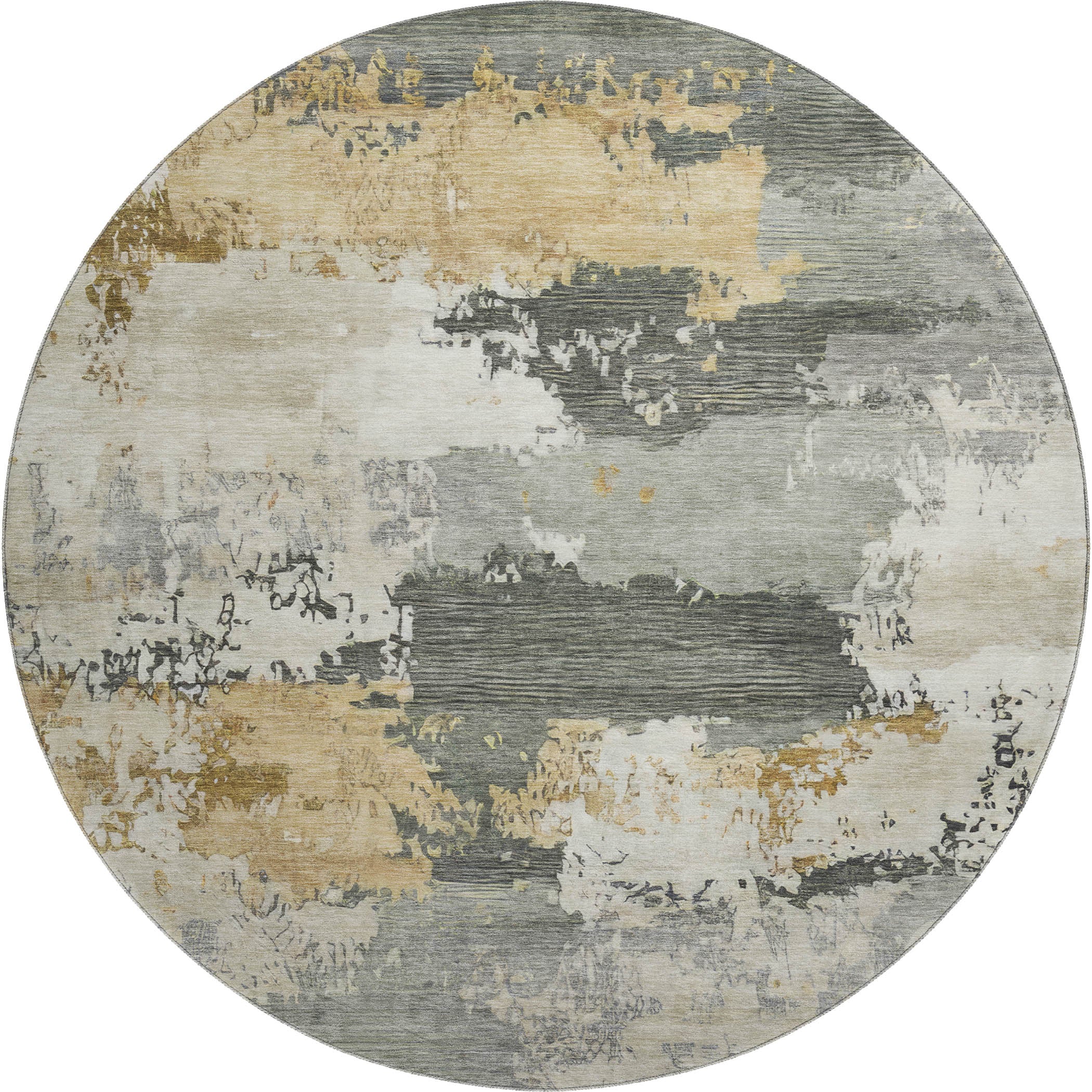 Colombo Machine Washable Traditional Basil Green Rug 8' x 8' #shape_Round