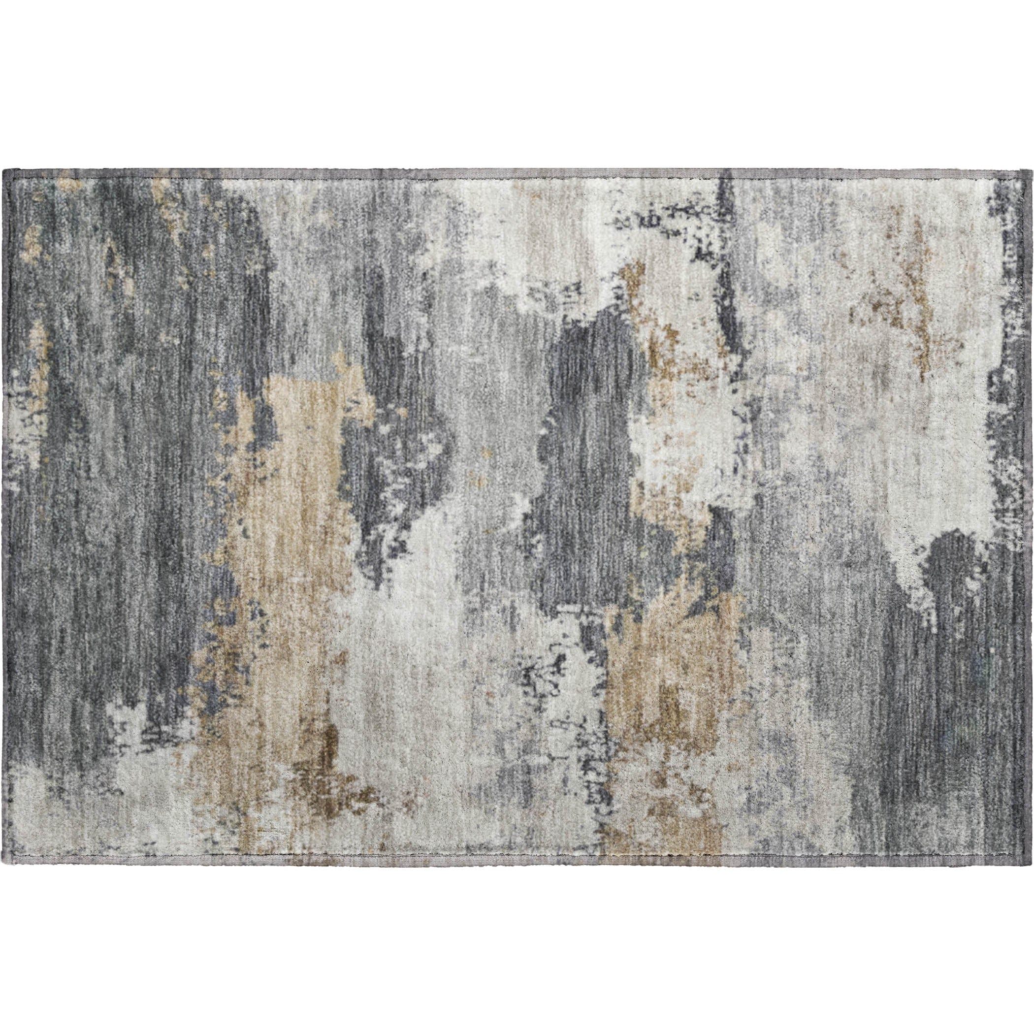 Colombo Machine Washable Traditional Charcoal Gray Rug 1'8" x 2'6" #shape_Rectangle