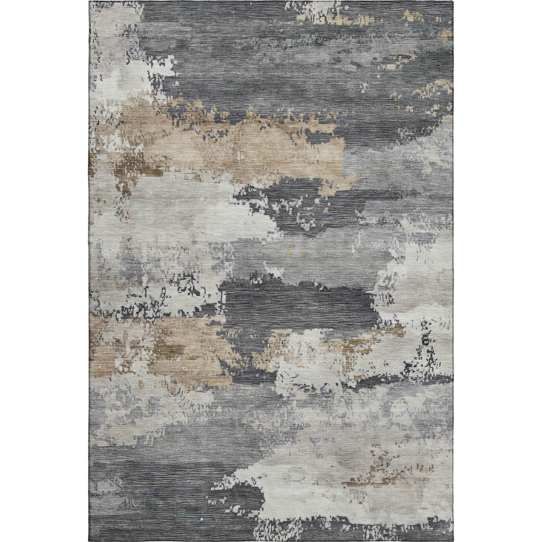 Colombo Machine Washable Traditional Charcoal Gray Rug 3' x 5' #shape_Rectangle