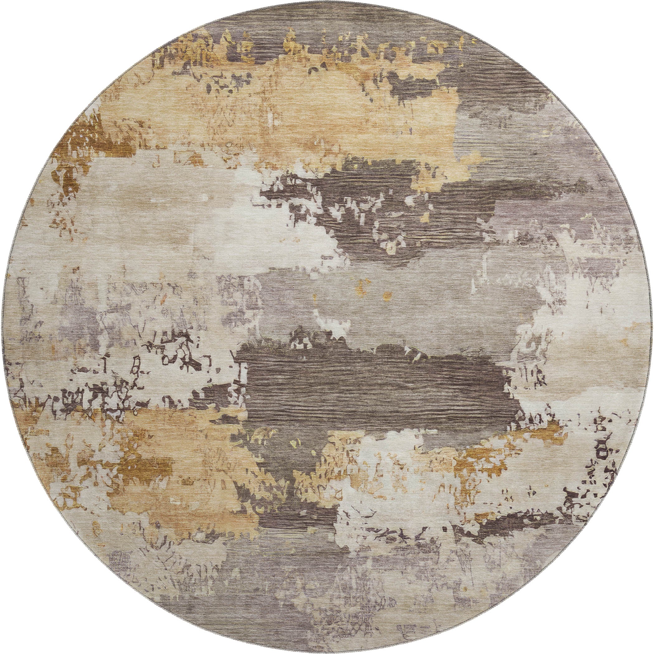 Colombo Machine Washable Traditional Chocolate Brown Rug 8' x 8' #shape_Round