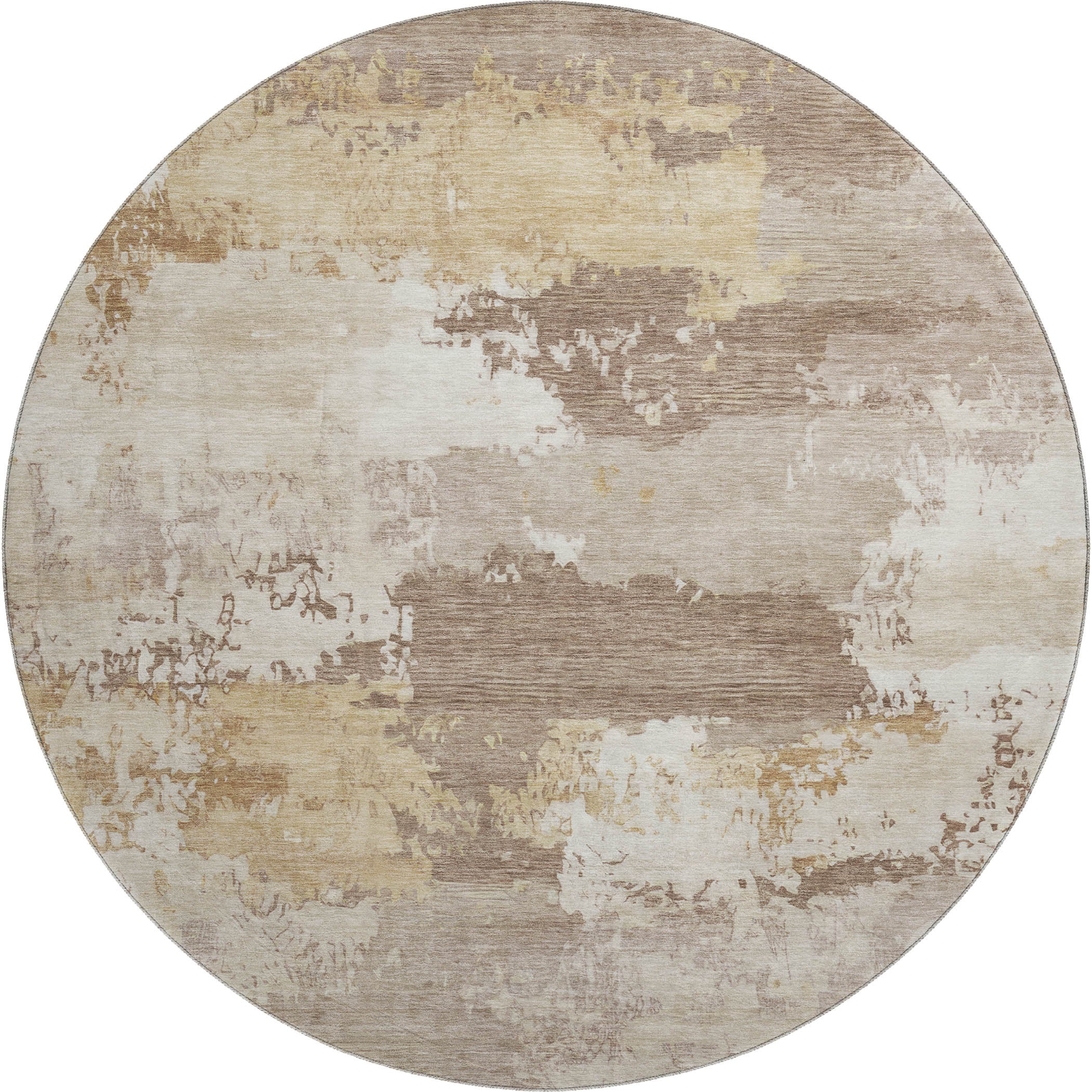 Colombo Machine Washable Traditional Mocha Brown Rug 8' x 8' #shape_Round