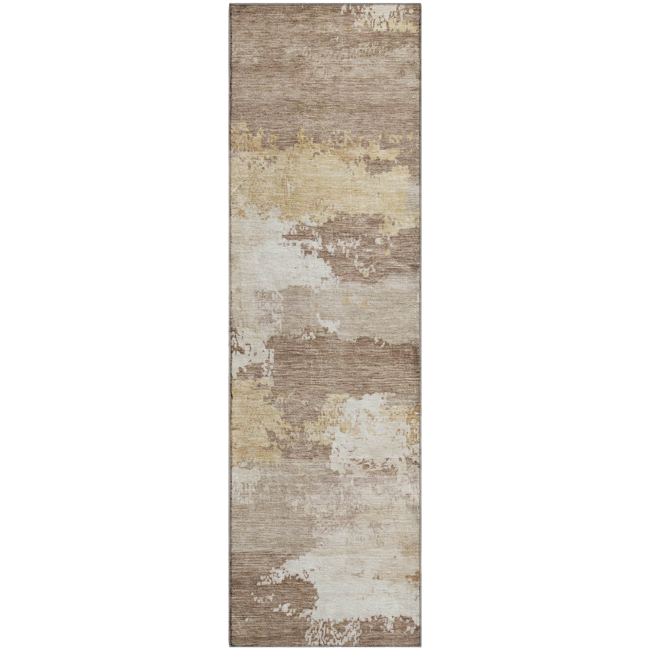 Colombo Machine Washable Traditional Mocha Brown Rug 2'3" x 7'6" #shape_Runner