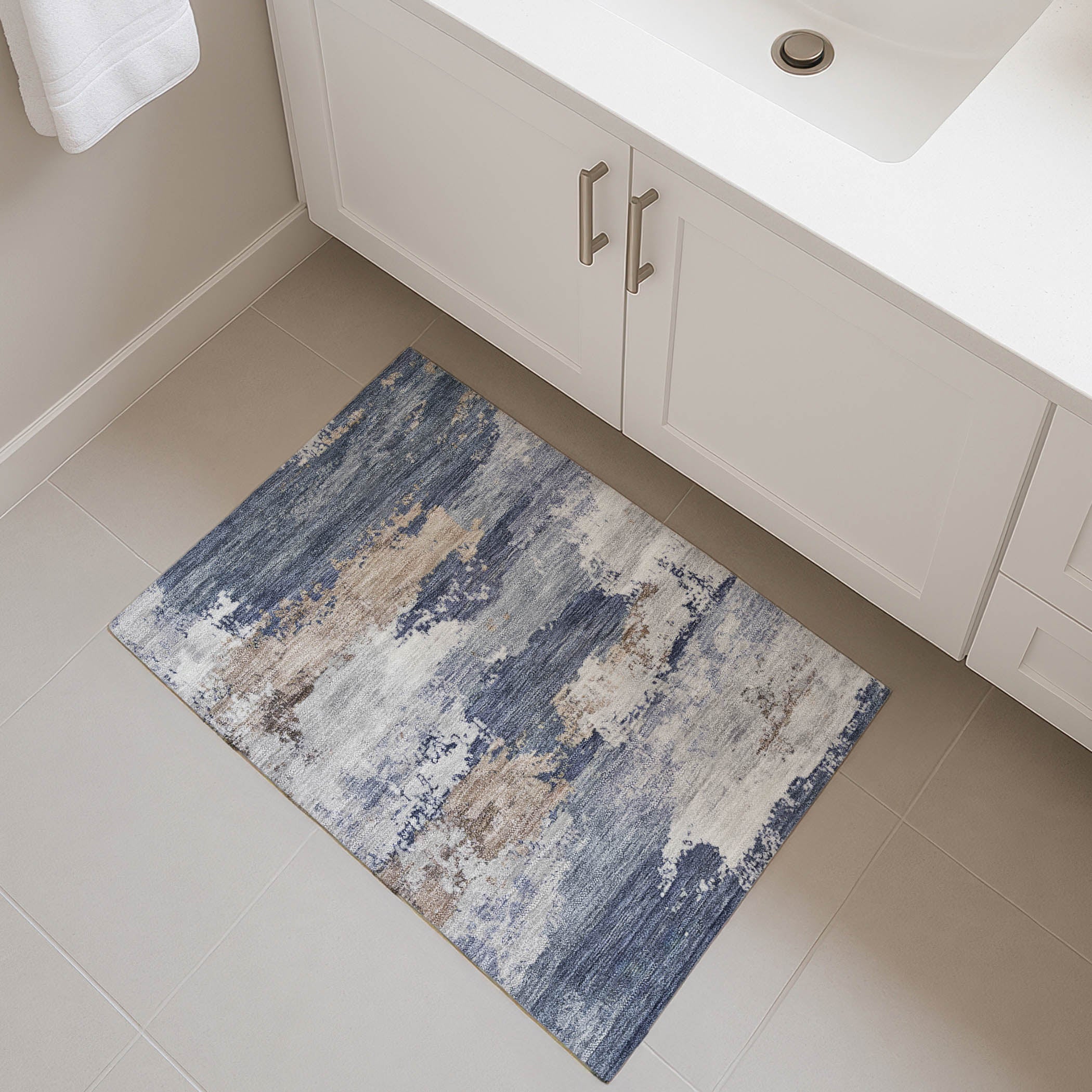 Colombo Machine Washable Transitional Navy Blue Rug 1'8" x 2'6" #shape_Rectangle