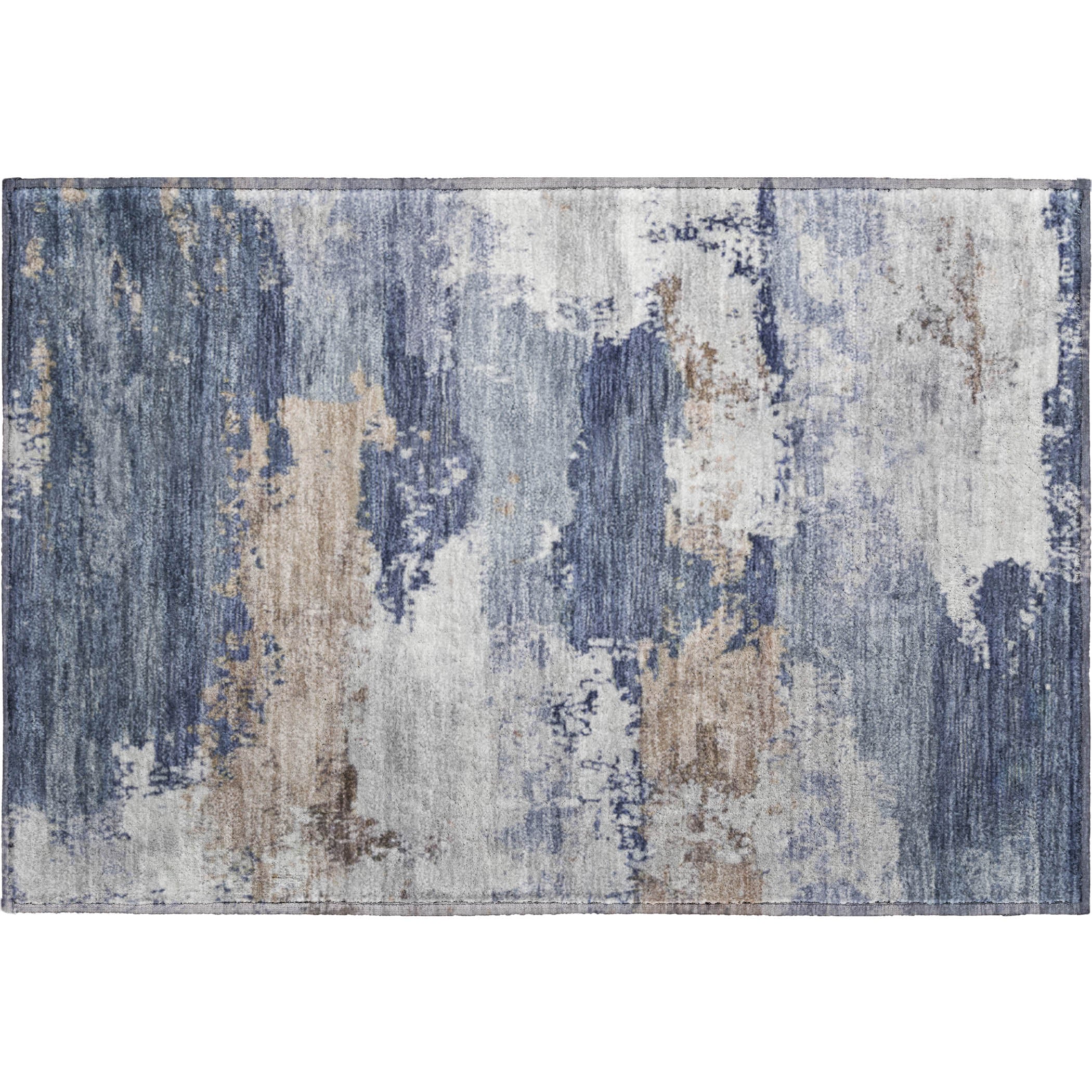 Colombo Machine Washable Transitional Navy Blue Rug 1'8" x 2'6" #shape_Rectangle