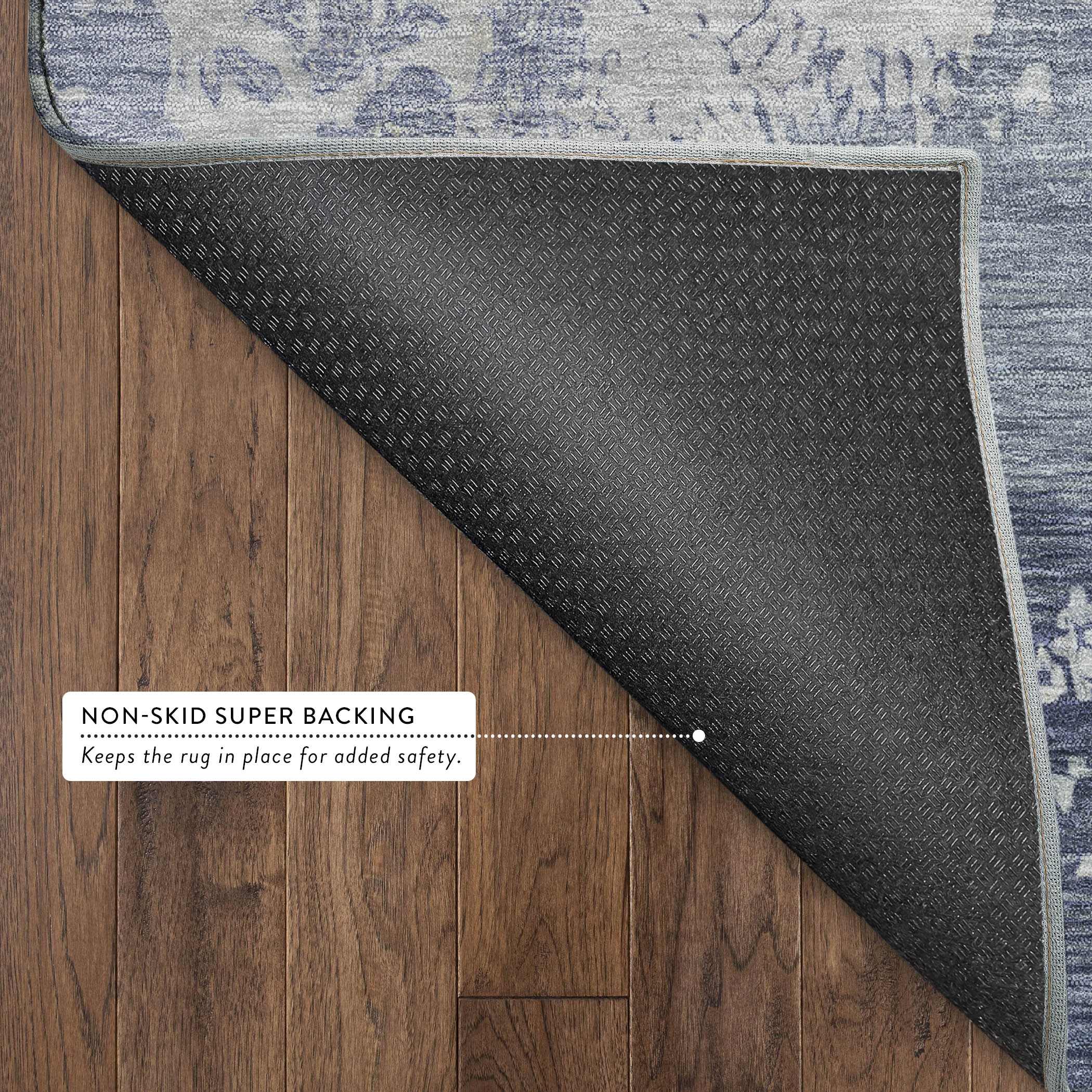 Colombo Machine Washable Transitional Navy Blue Rug 1'8" x 2'6" #shape_Rectangle