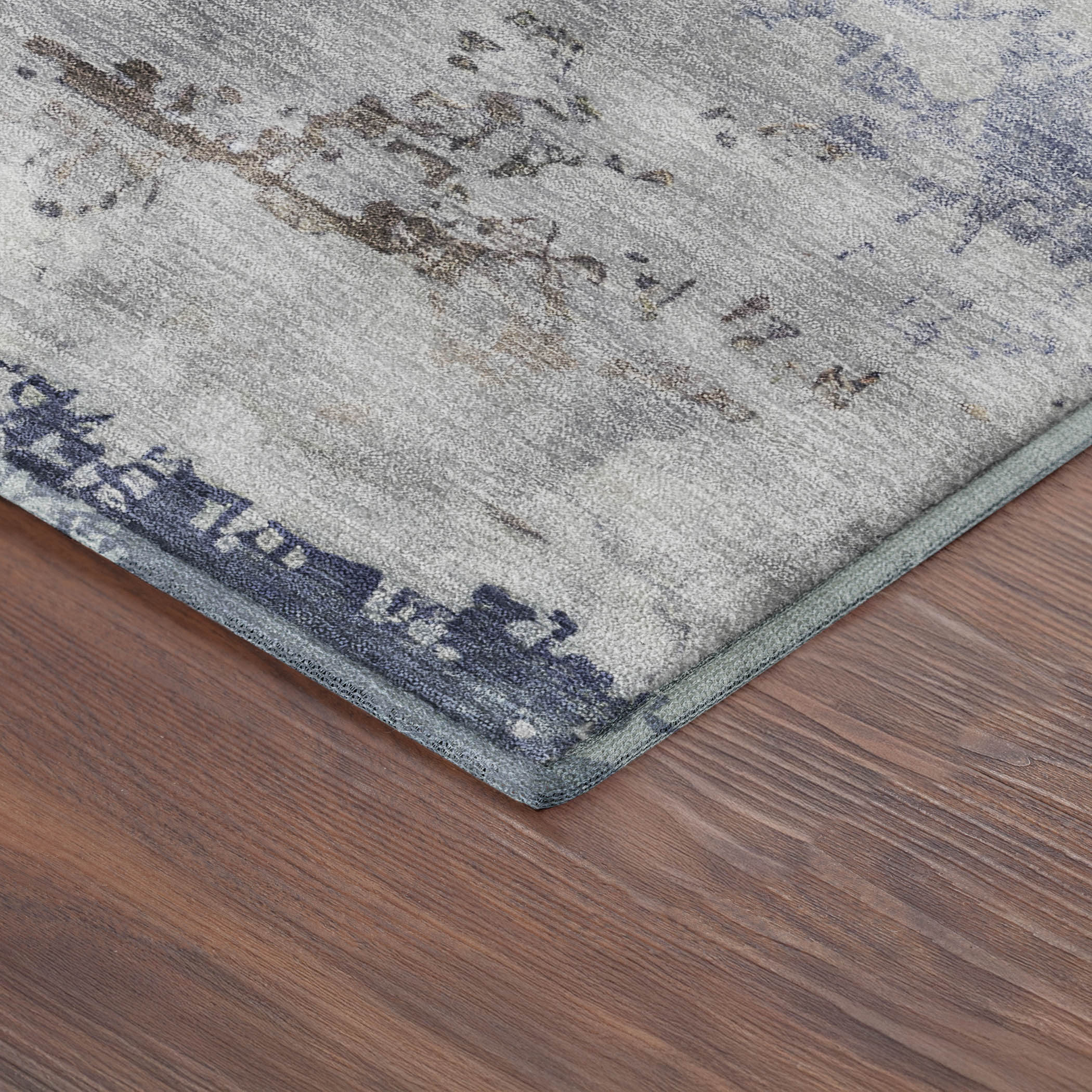 Colombo Machine Washable Transitional Navy Blue Rug 1'8" x 2'6" #shape_Rectangle