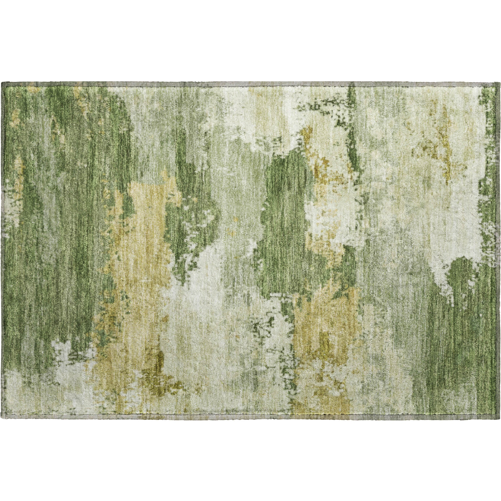Colombo Machine Washable Transitional Olive Green Rug 1'8" x 2'6" #shape_Rectangle