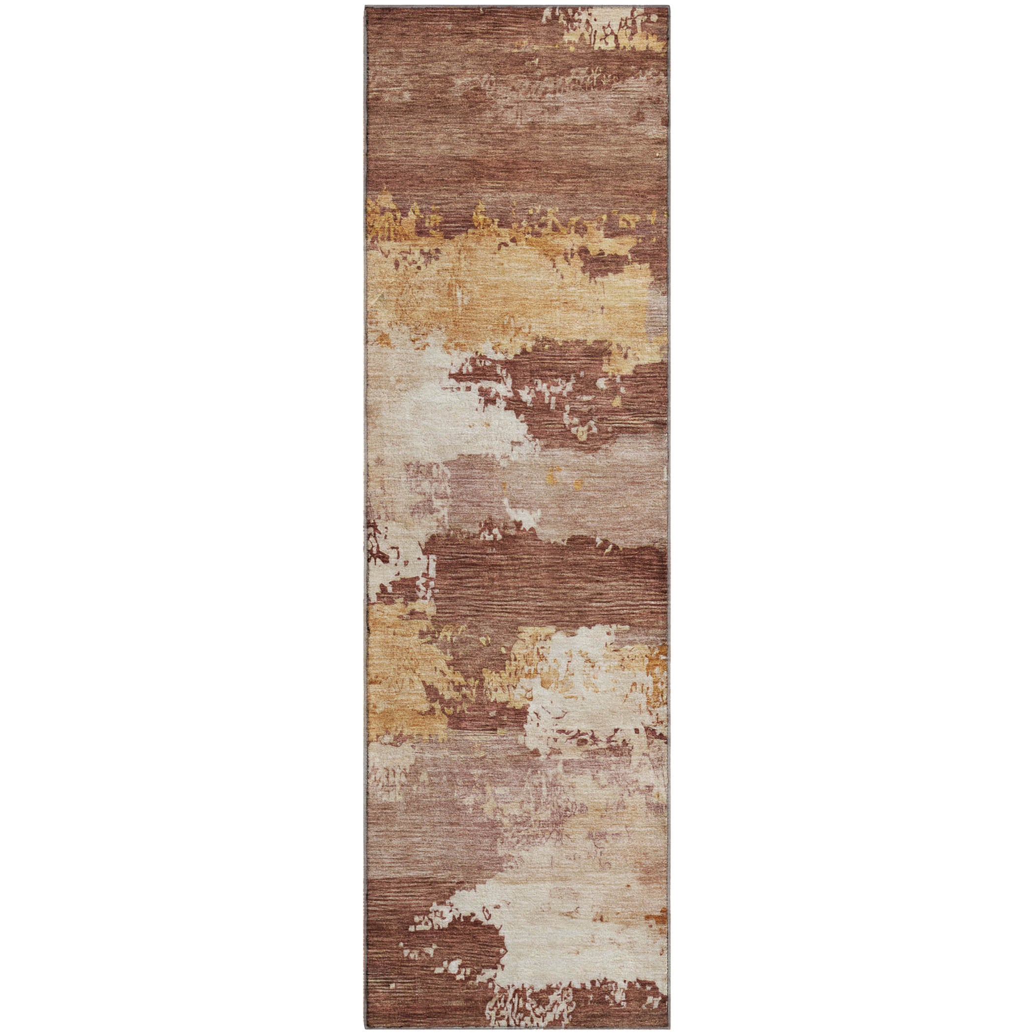 Colombo Machine Washable Transitional Paprika Orange Rug 2'3" x 7'6" #shape_Runner