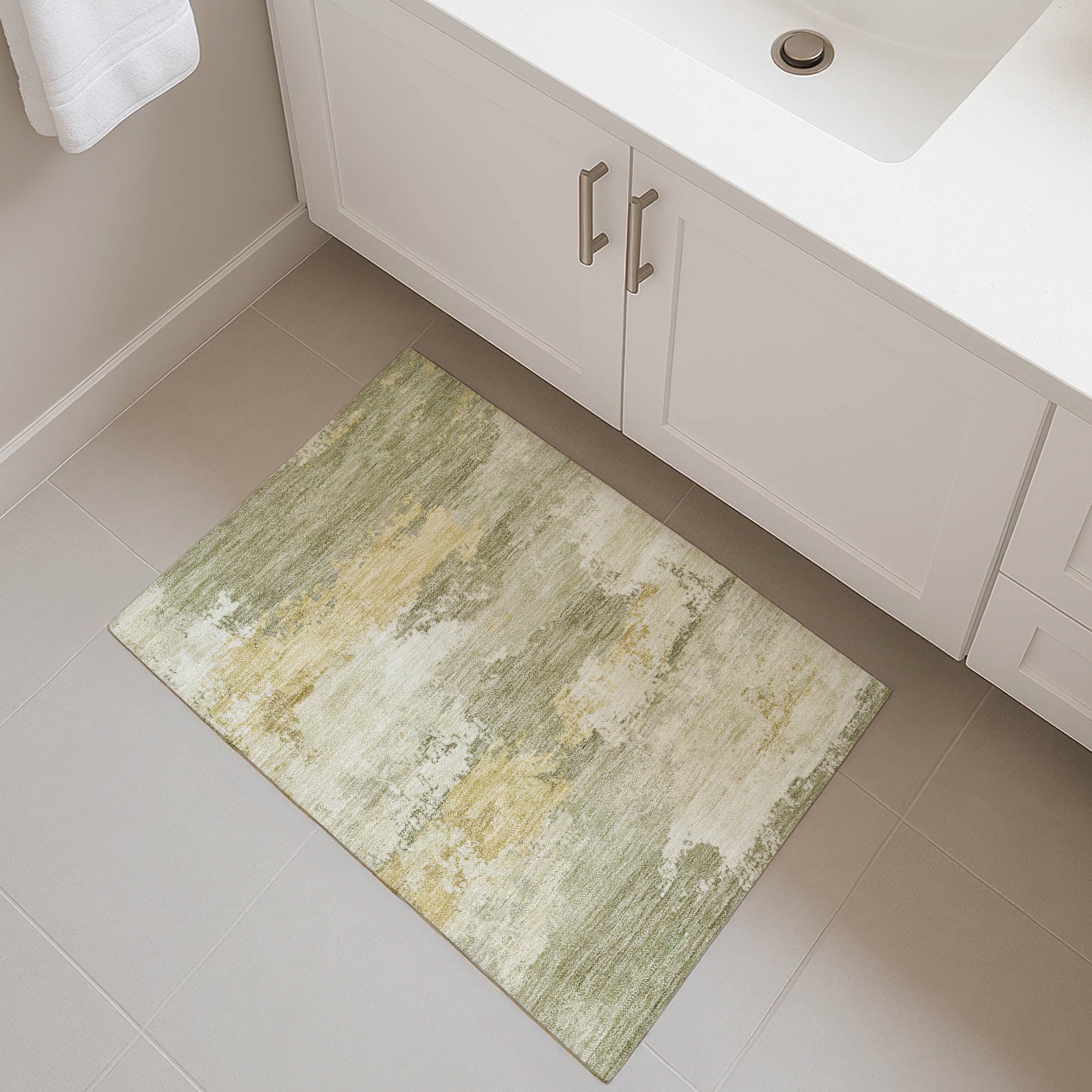 Colombo Machine Washable Transitional Sage Green Rug 1'8" x 2'6" #shape_Rectangle