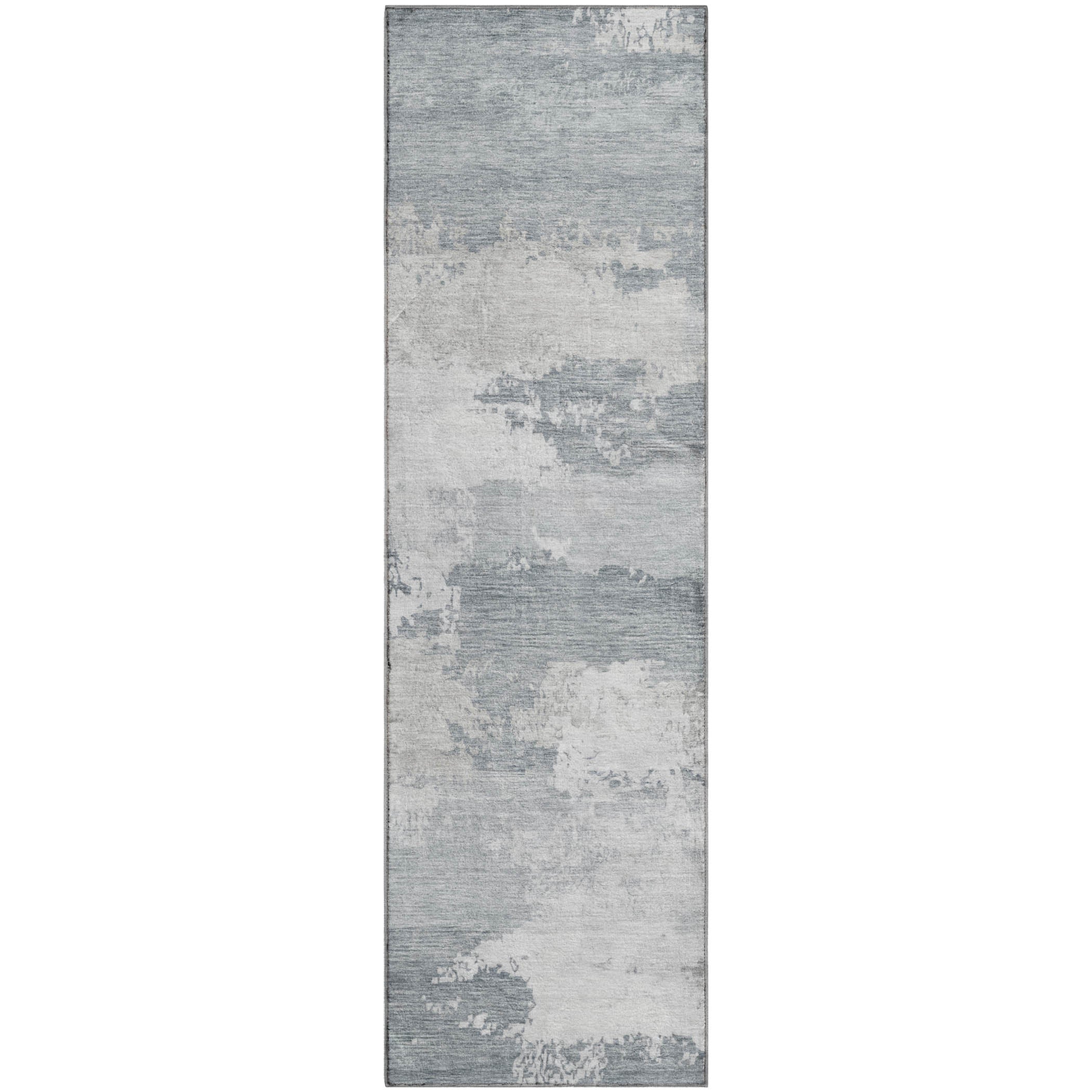 Colombo Machine Washable Transitional Silver Gray Rug 2'3" x 7'6" #shape_Runner