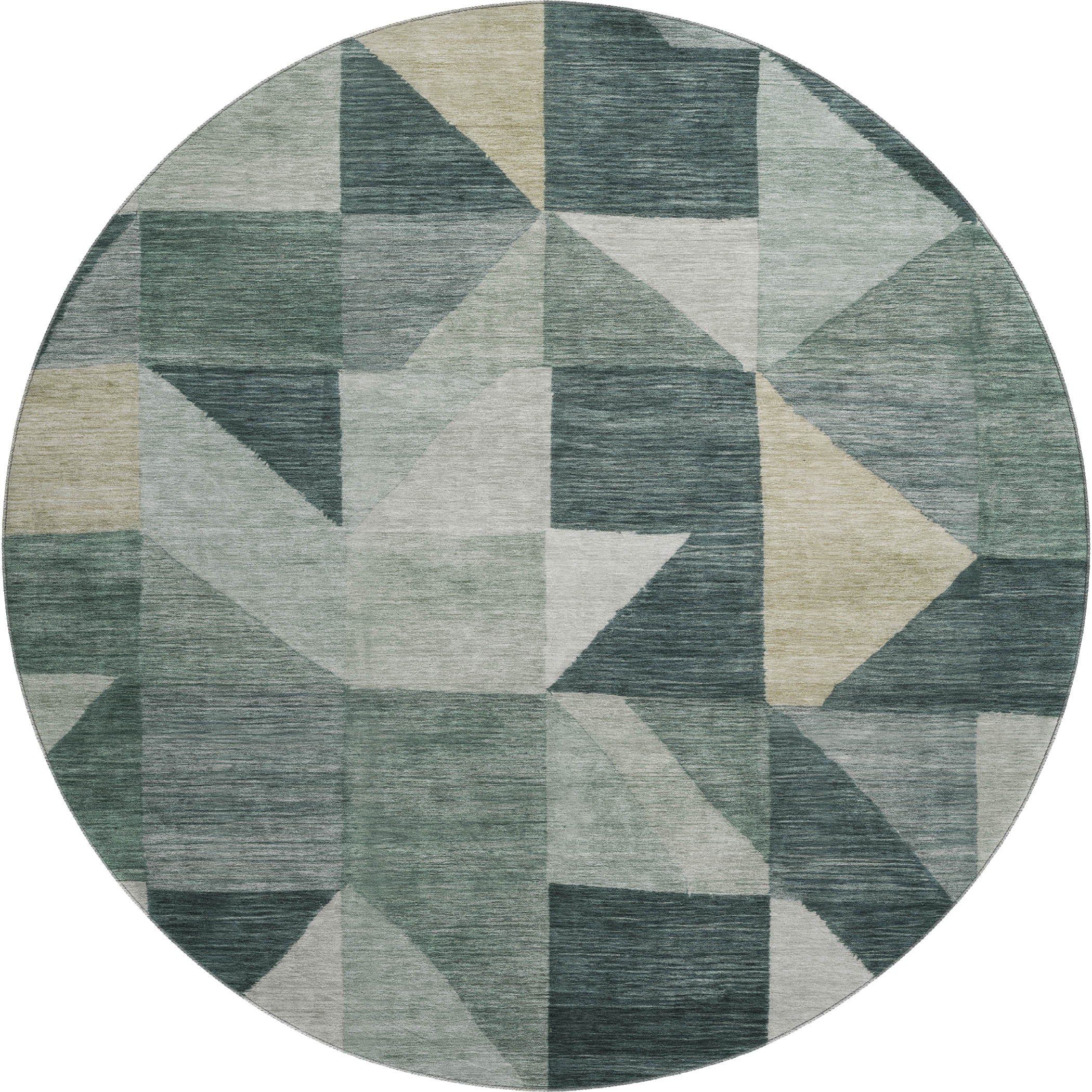 Kathmandu Machine Washable Transitional Basil Green Rug 8' x 8' #shape_Round