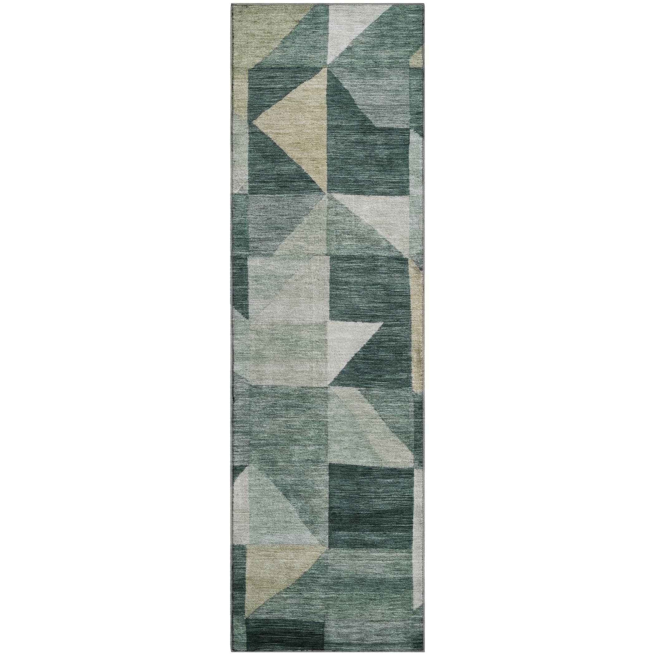 Kathmandu Machine Washable Transitional Basil Green Rug 2'3" x 7'6" #shape_Runner