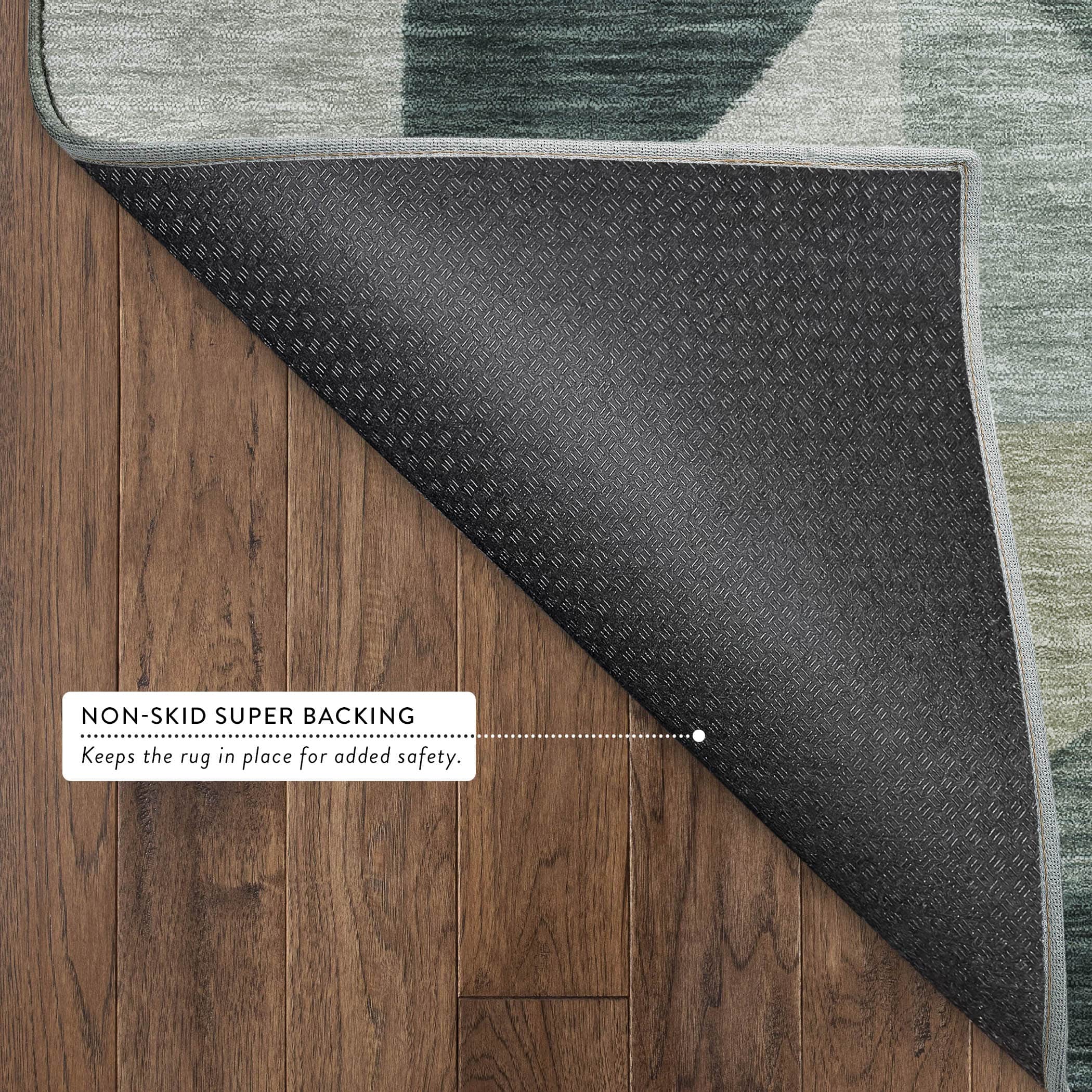 Kathmandu Machine Washable Transitional Basil Green Rug 1'8" x 2'6" #shape_Rectangle