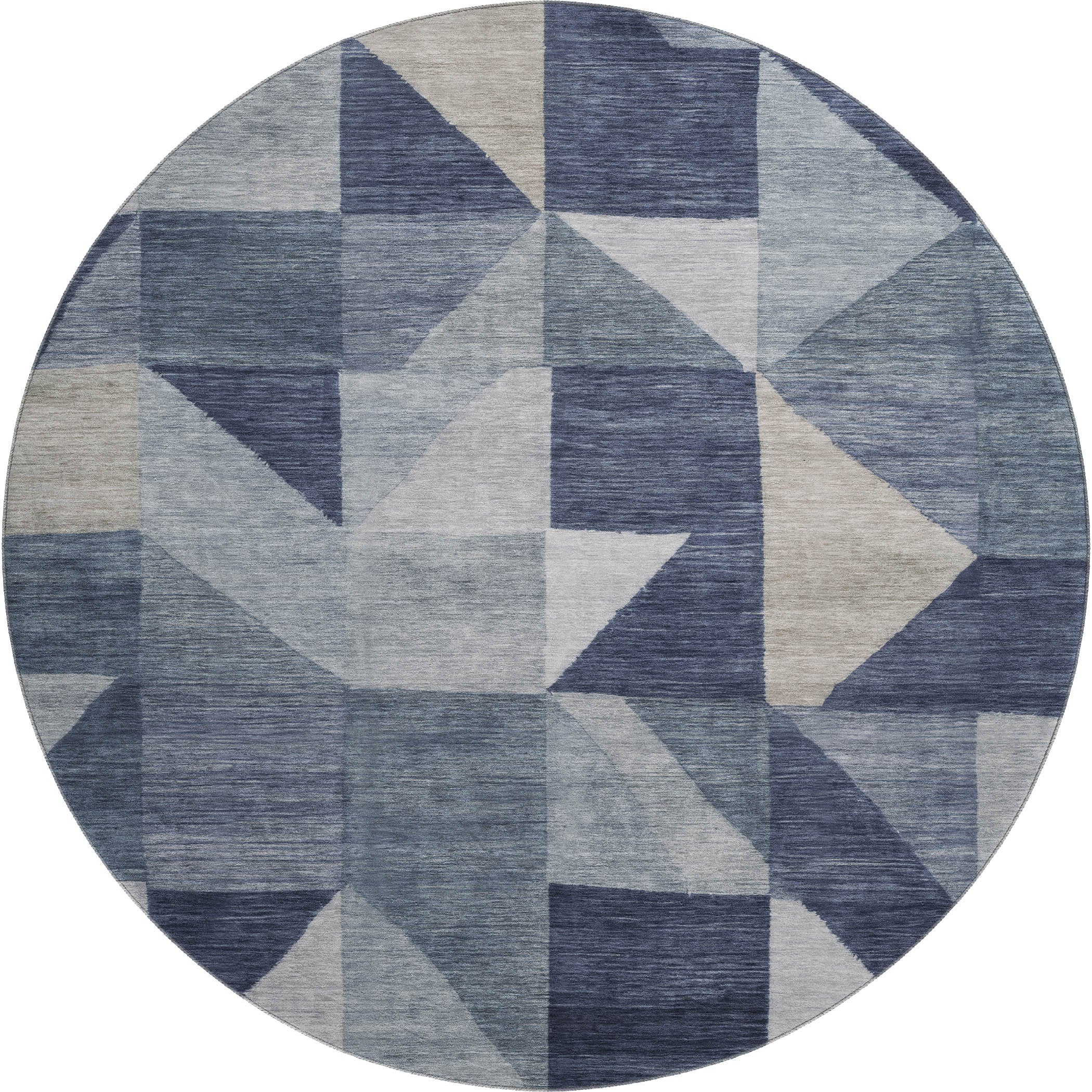 Kathmandu Machine Washable Transitional Blue Rug 8' x 8' #shape_Round