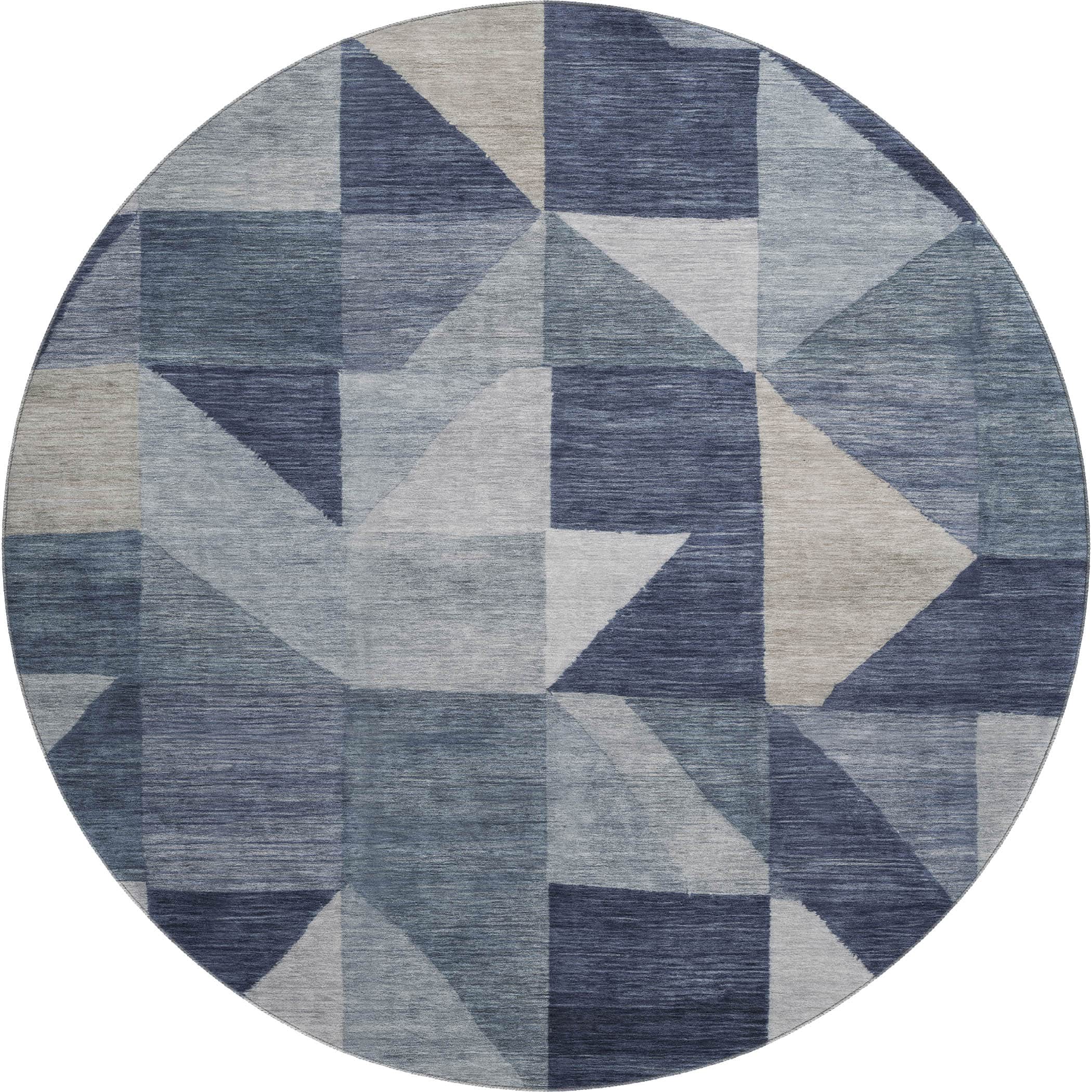 Kathmandu Machine Washable Transitional Blue Rug 8' x 8' #shape_Round