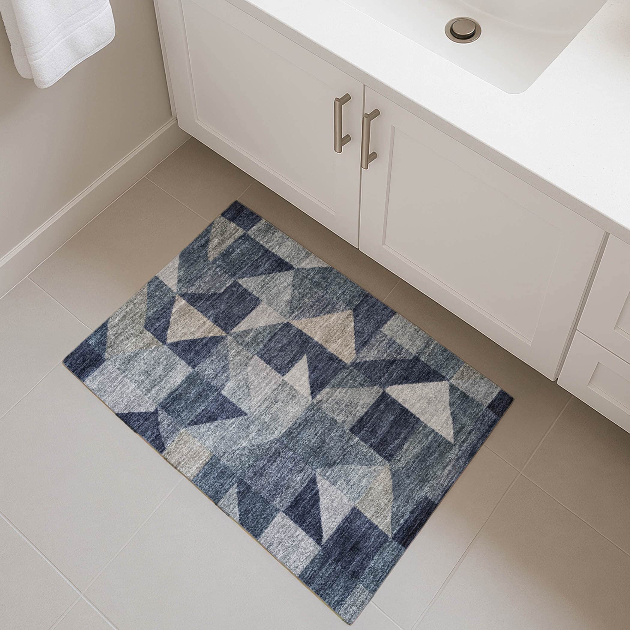 Kathmandu Machine Washable Transitional Blue Rug 1'8" x 2'6" #shape_Rectangle
