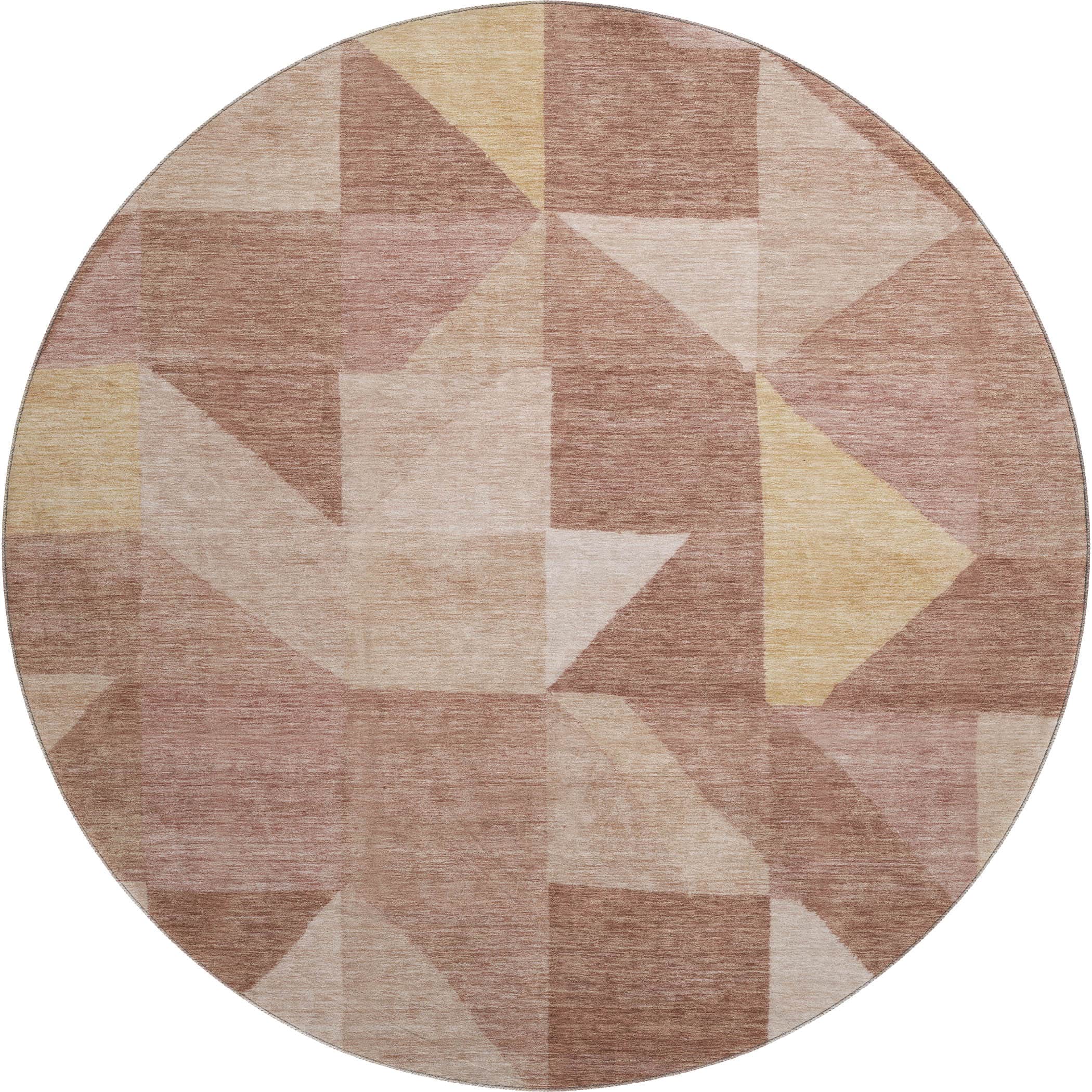 Kathmandu Machine Washable Transitional Blush Pink Rug 8' x 8' #shape_Round