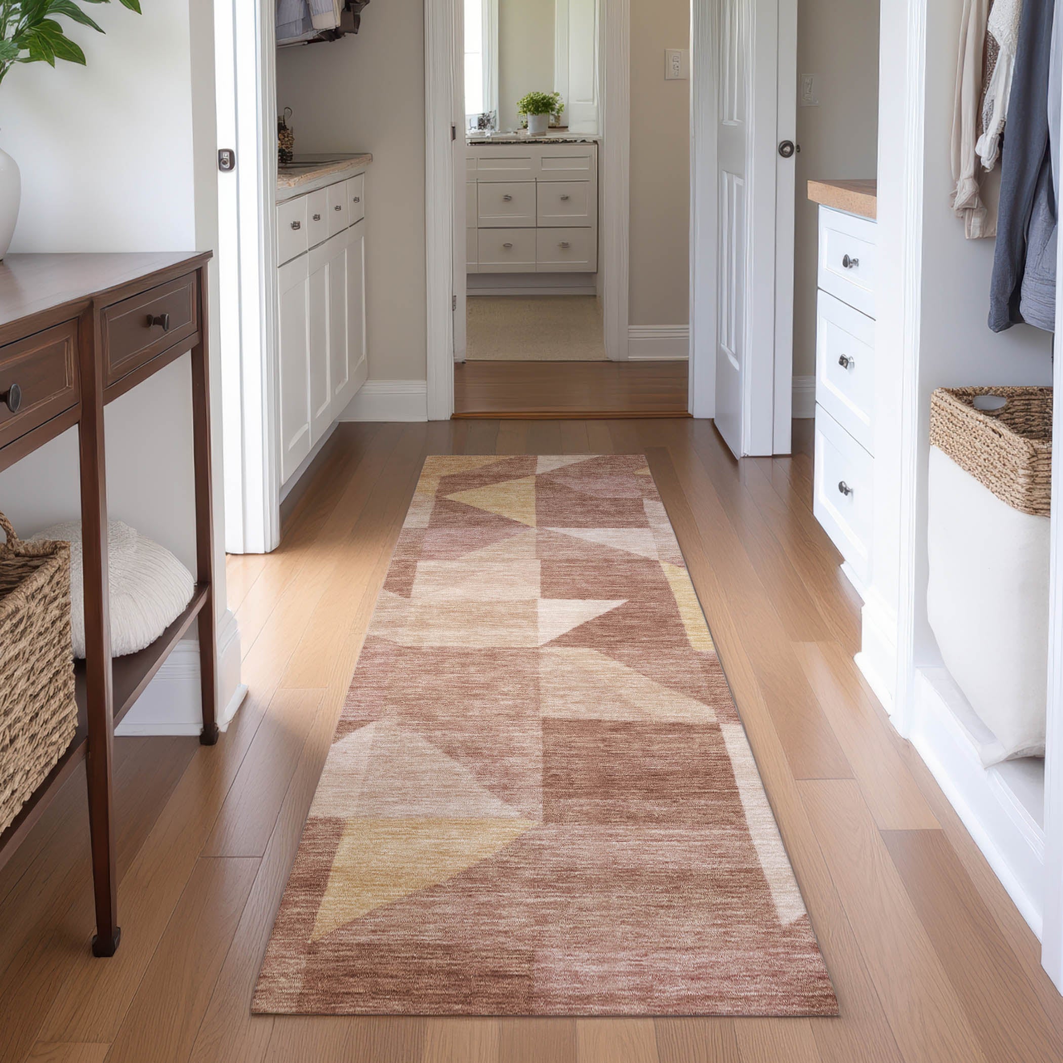 Kathmandu Machine Washable Transitional Blush Pink Rug 2'3" x 7'6" #shape_Runner