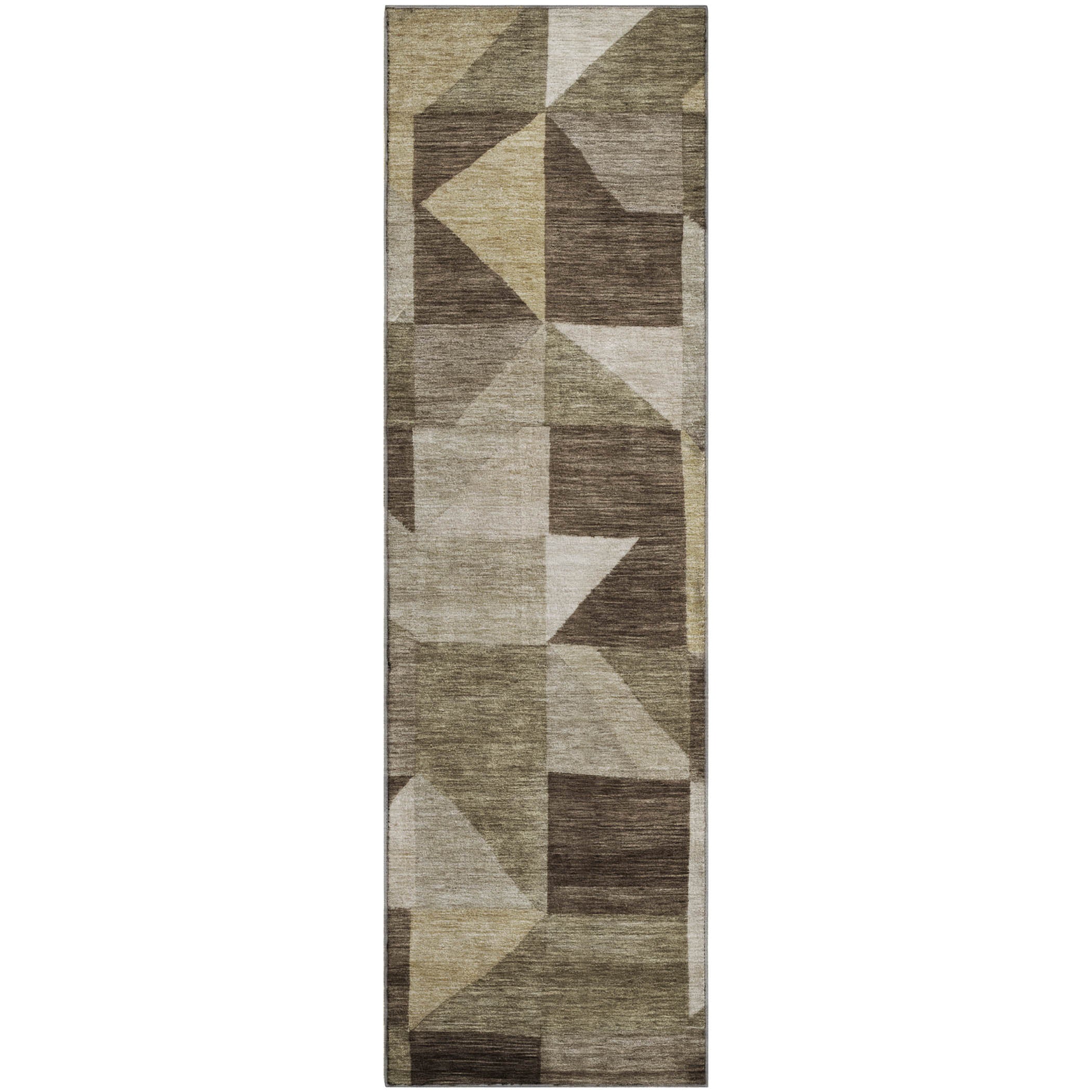 Kathmandu Machine Washable Transitional Brown Rug 2'3" x 7'6" #shape_Runner