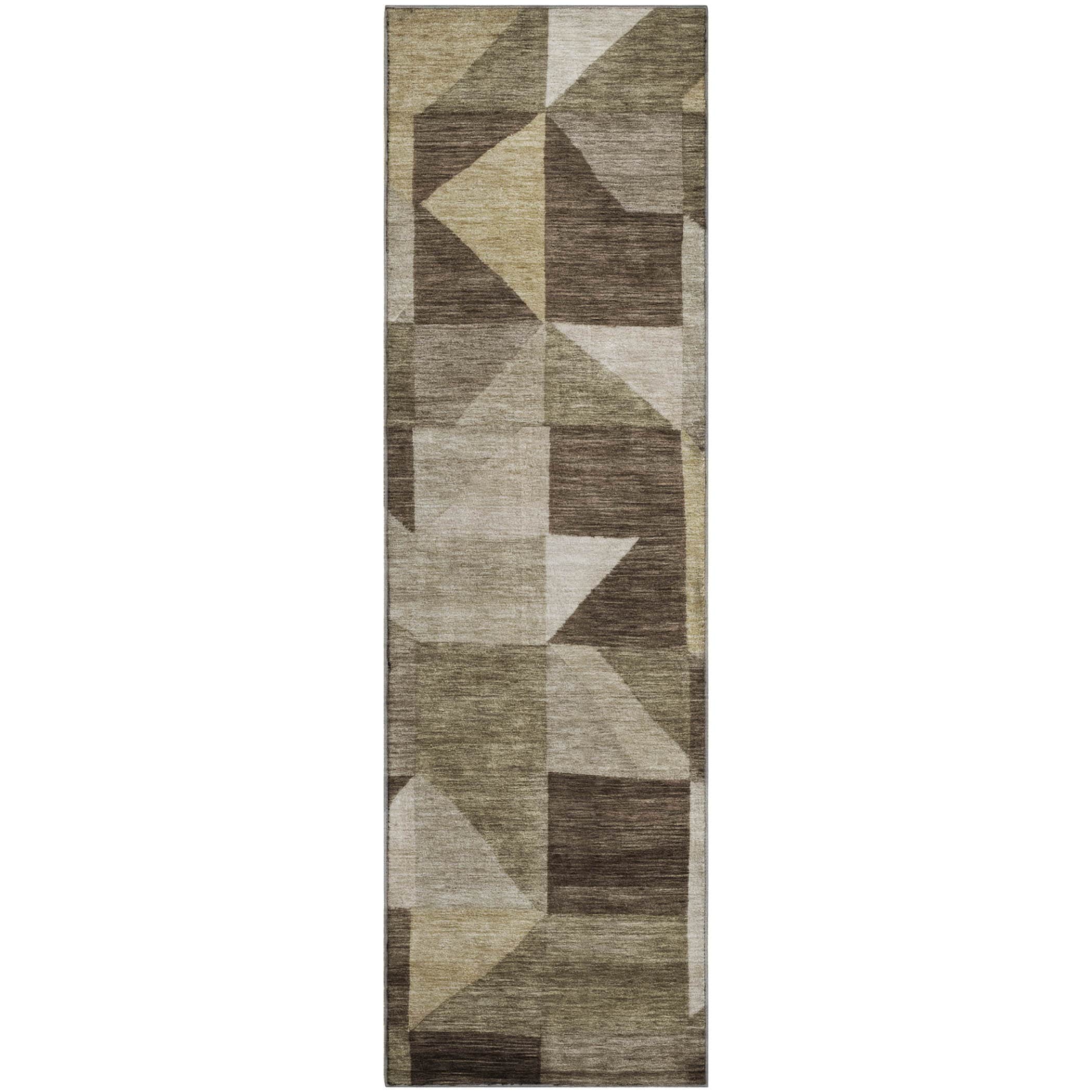 Kathmandu Machine Washable Transitional Brown Rug 2'3" x 7'6" #shape_Runner
