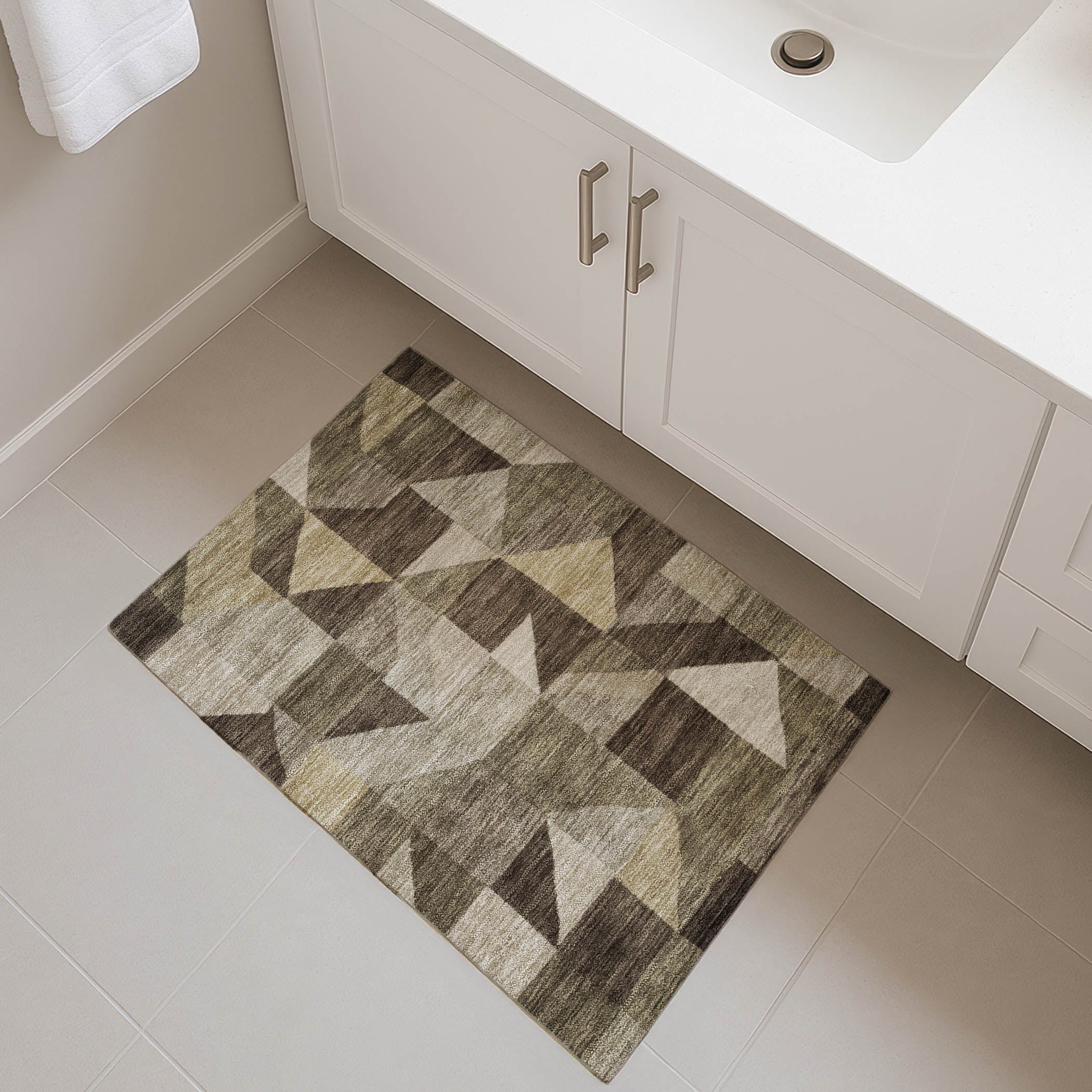 Kathmandu Machine Washable Transitional Brown Rug 1'8" x 2'6" #shape_Rectangle