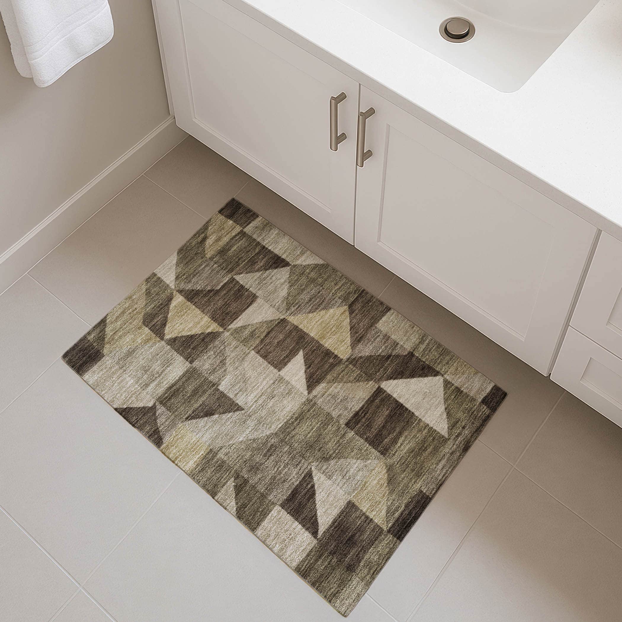 Kathmandu Machine Washable Transitional Brown Rug 1'8" x 2'6" #shape_Rectangle