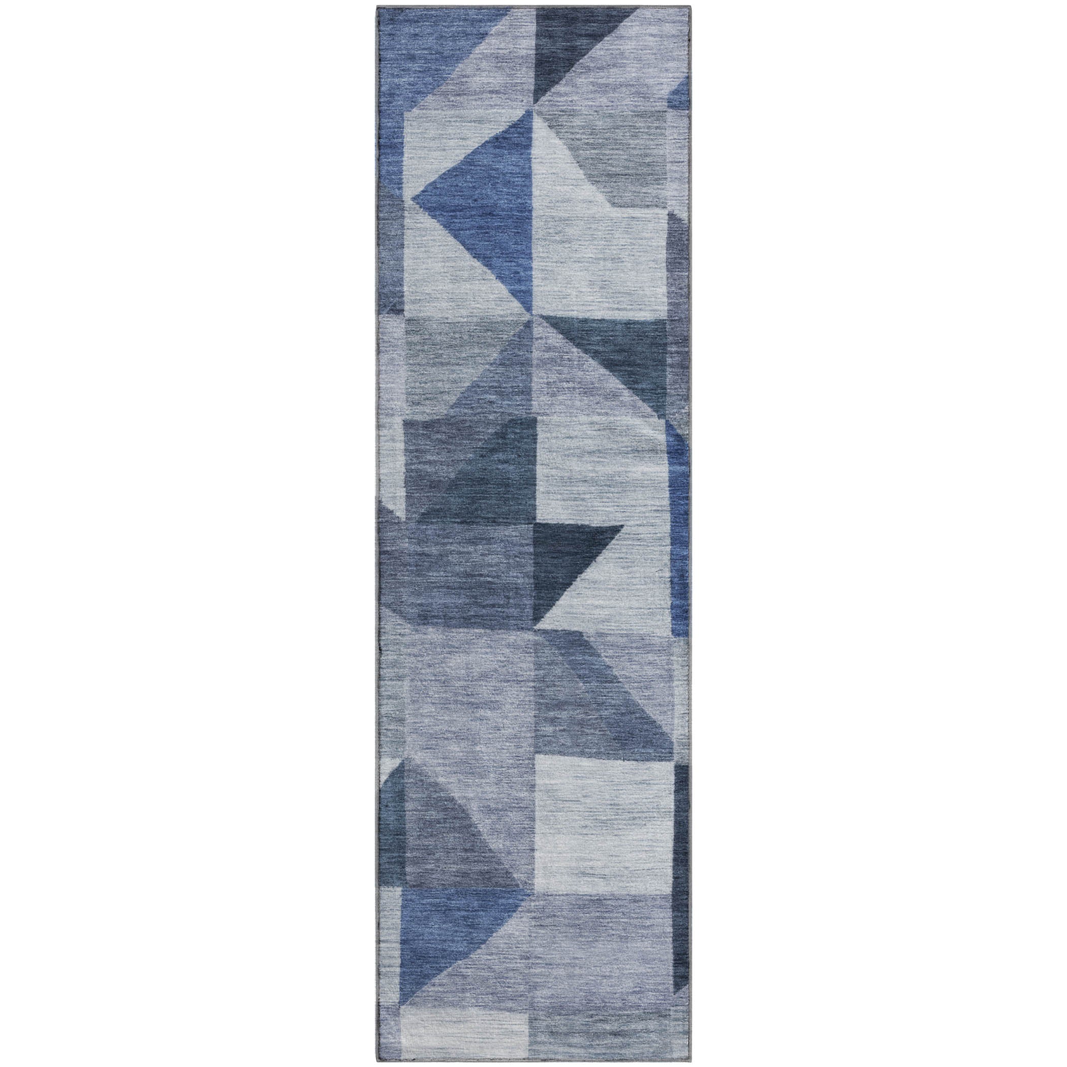 Kathmandu Machine Washable Transitional Denim Blue Rug 2'3" x 7'6" #shape_Runner