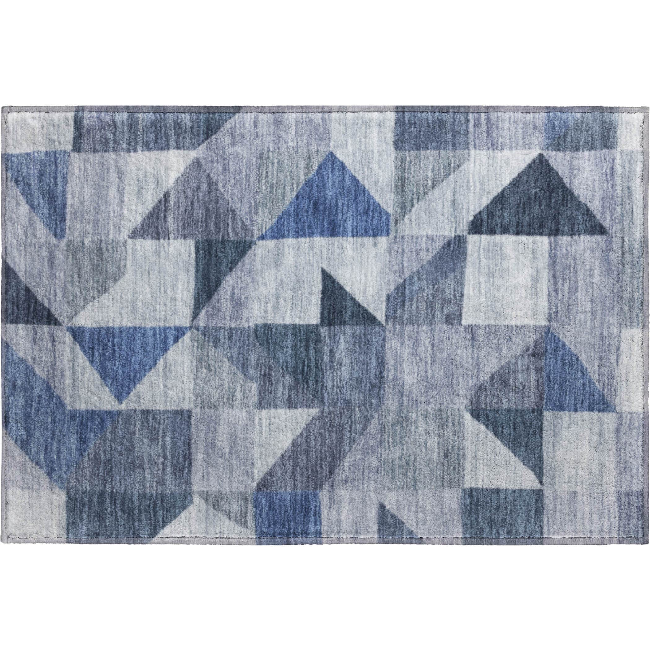 Kathmandu Machine Washable Transitional Denim Blue Rug 1'8" x 2'6" #shape_Rectangle