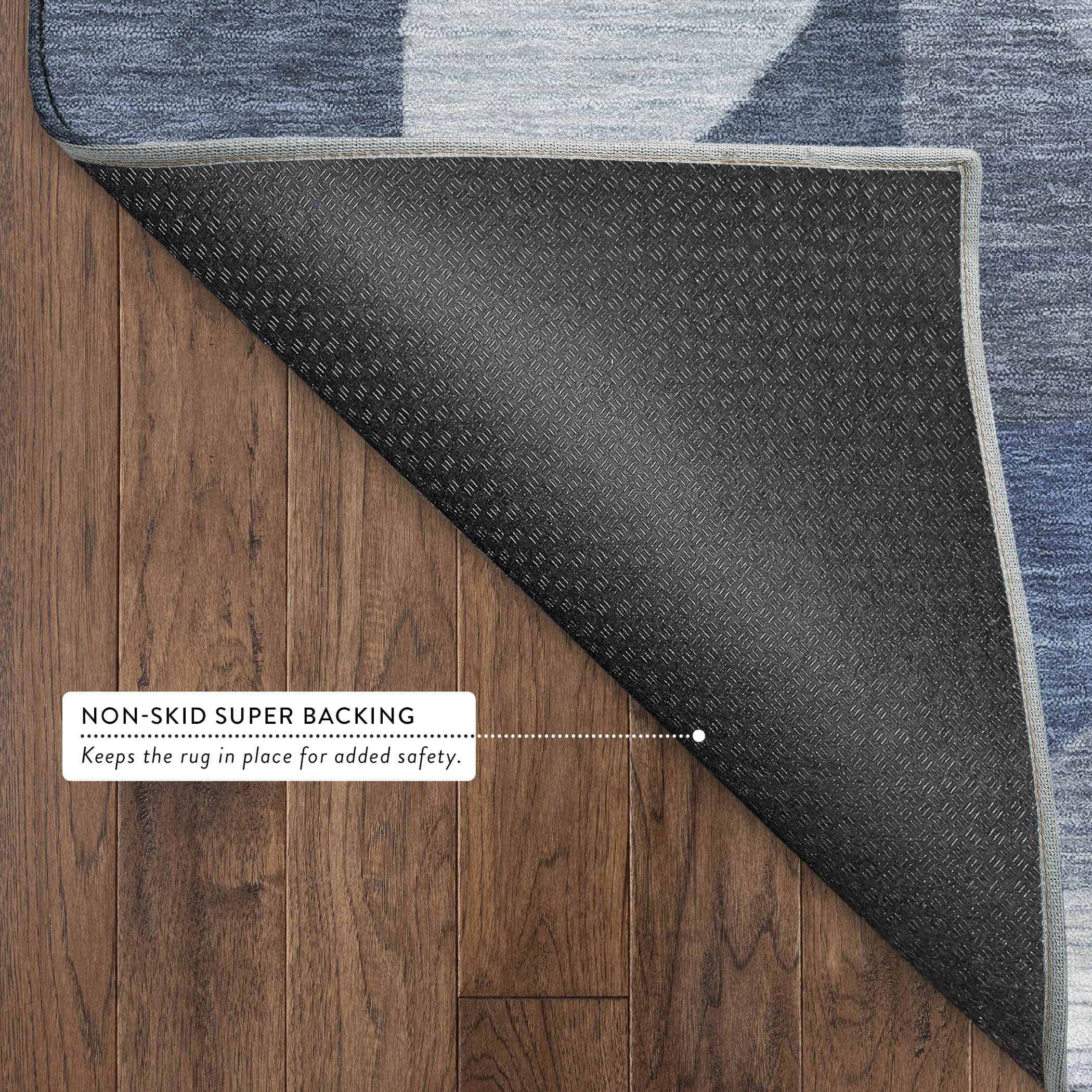 Kathmandu Machine Washable Transitional Denim Blue Rug 1'8" x 2'6" #shape_Rectangle