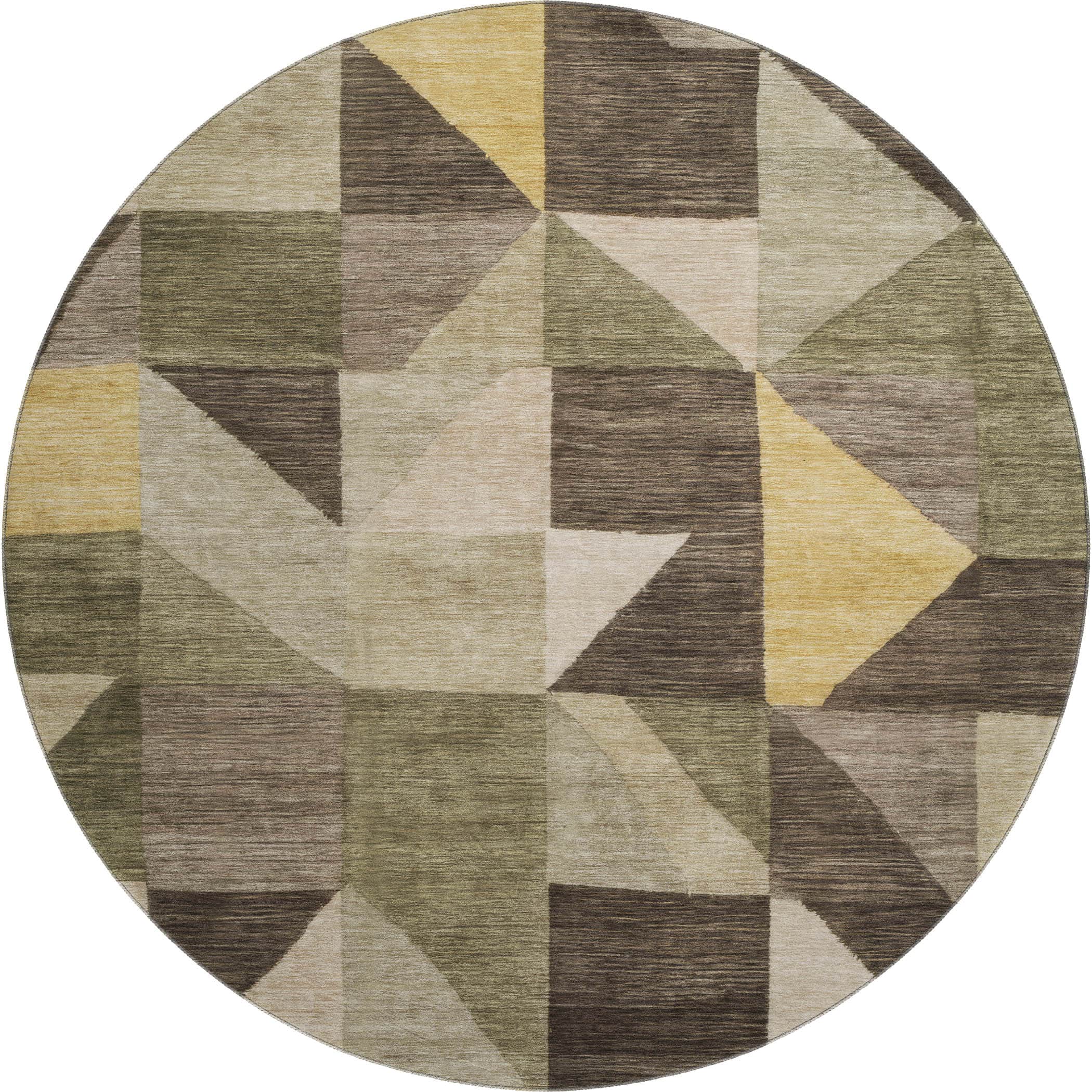 Kathmandu Machine Washable Transitional Fern Green Rug 8' x 8' #shape_Round