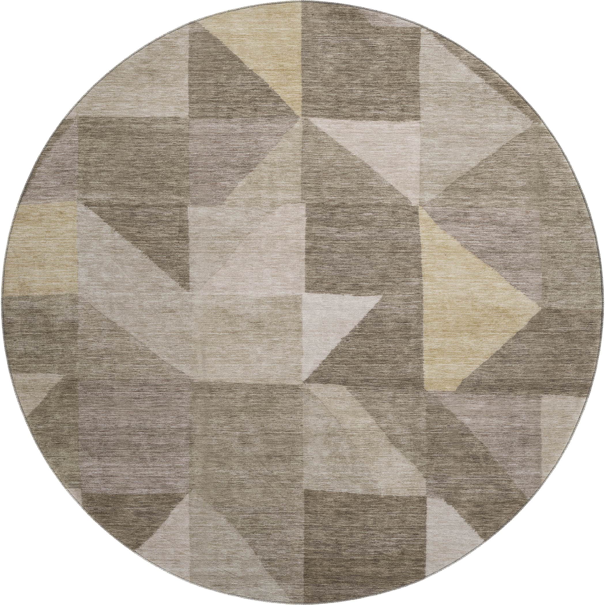 Kathmandu Machine Washable Transitional Khaki Brown Rug 8' x 8' #shape_Round