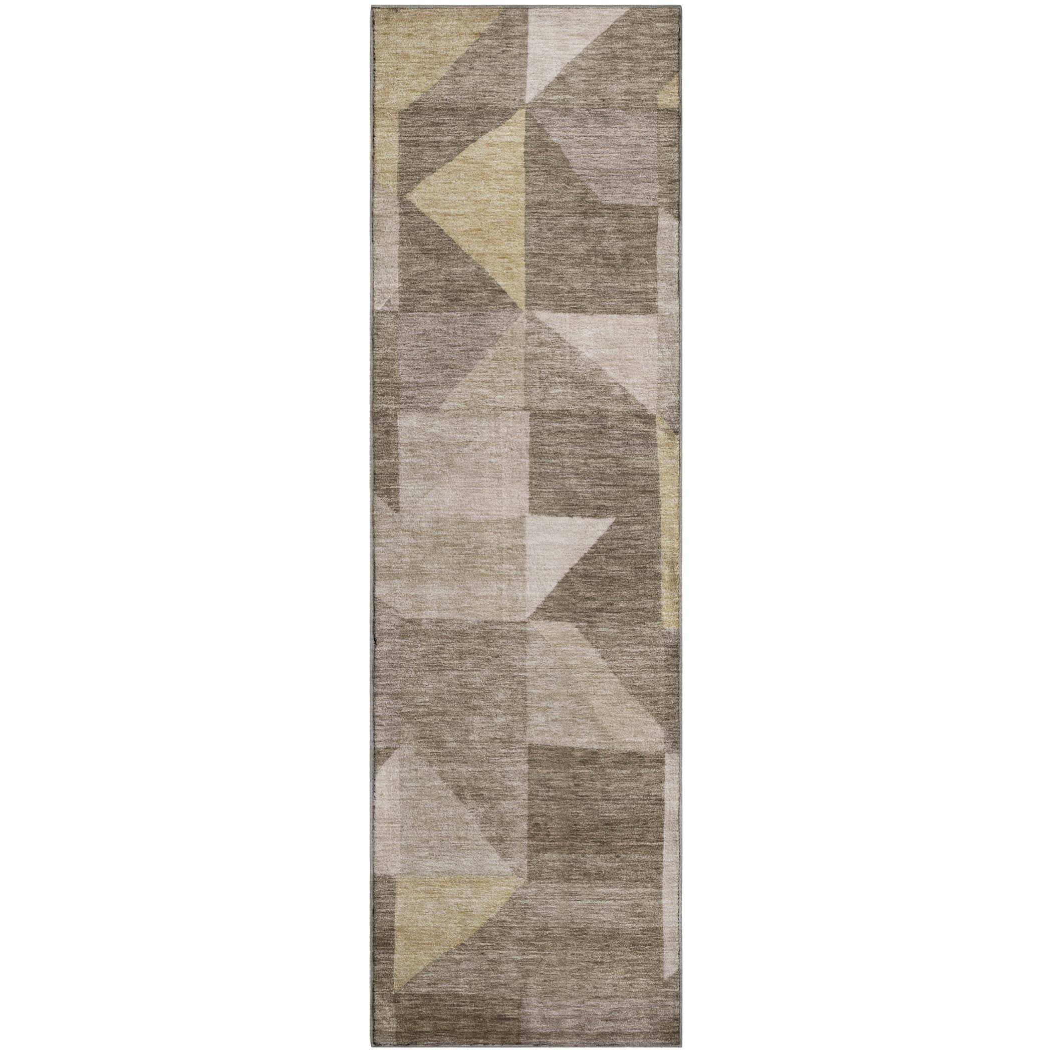 Kathmandu Machine Washable Transitional Khaki Brown Rug 2'3" x 7'6" #shape_Runner