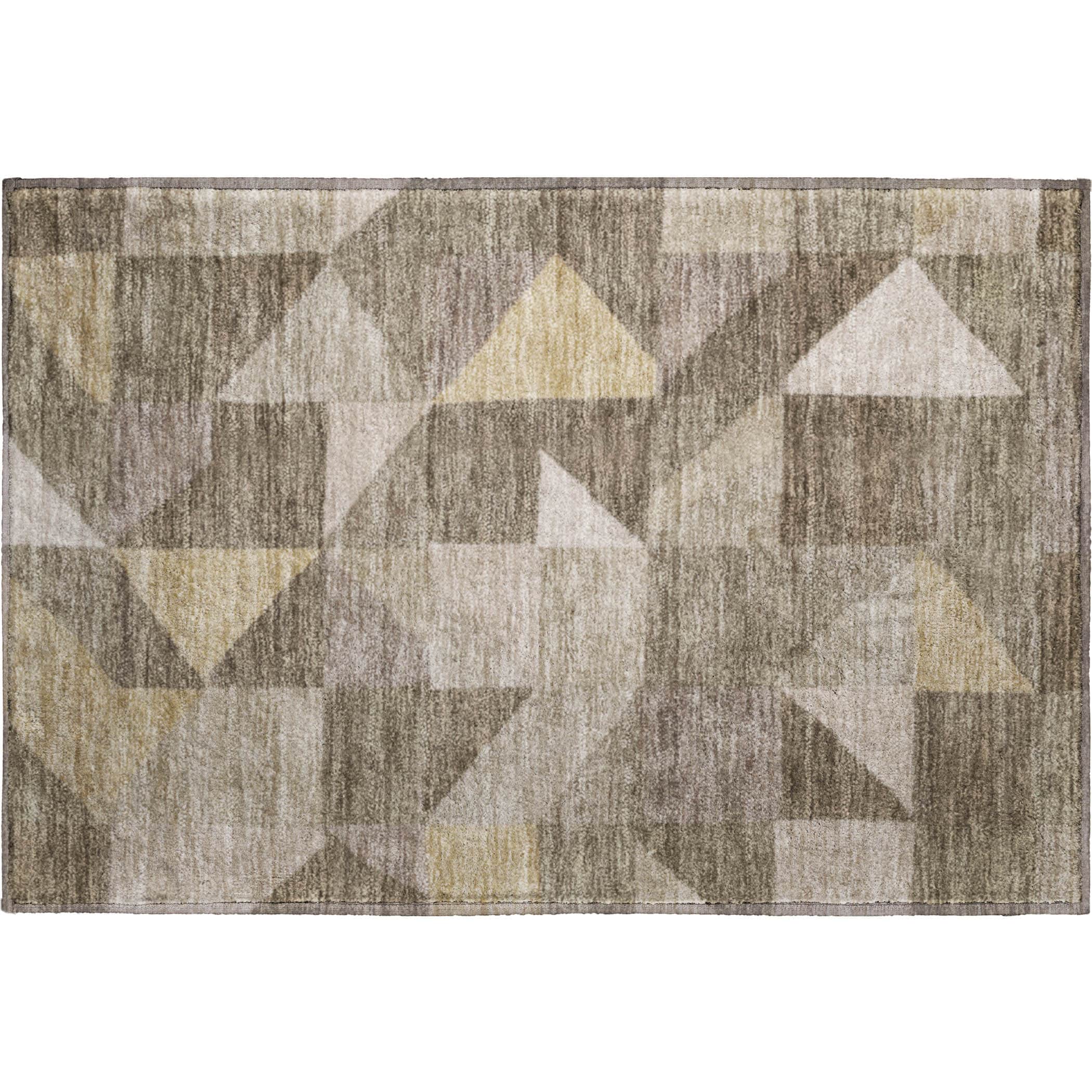 Kathmandu Machine Washable Transitional Khaki Brown Rug 1'8" x 2'6" #shape_Rectangle
