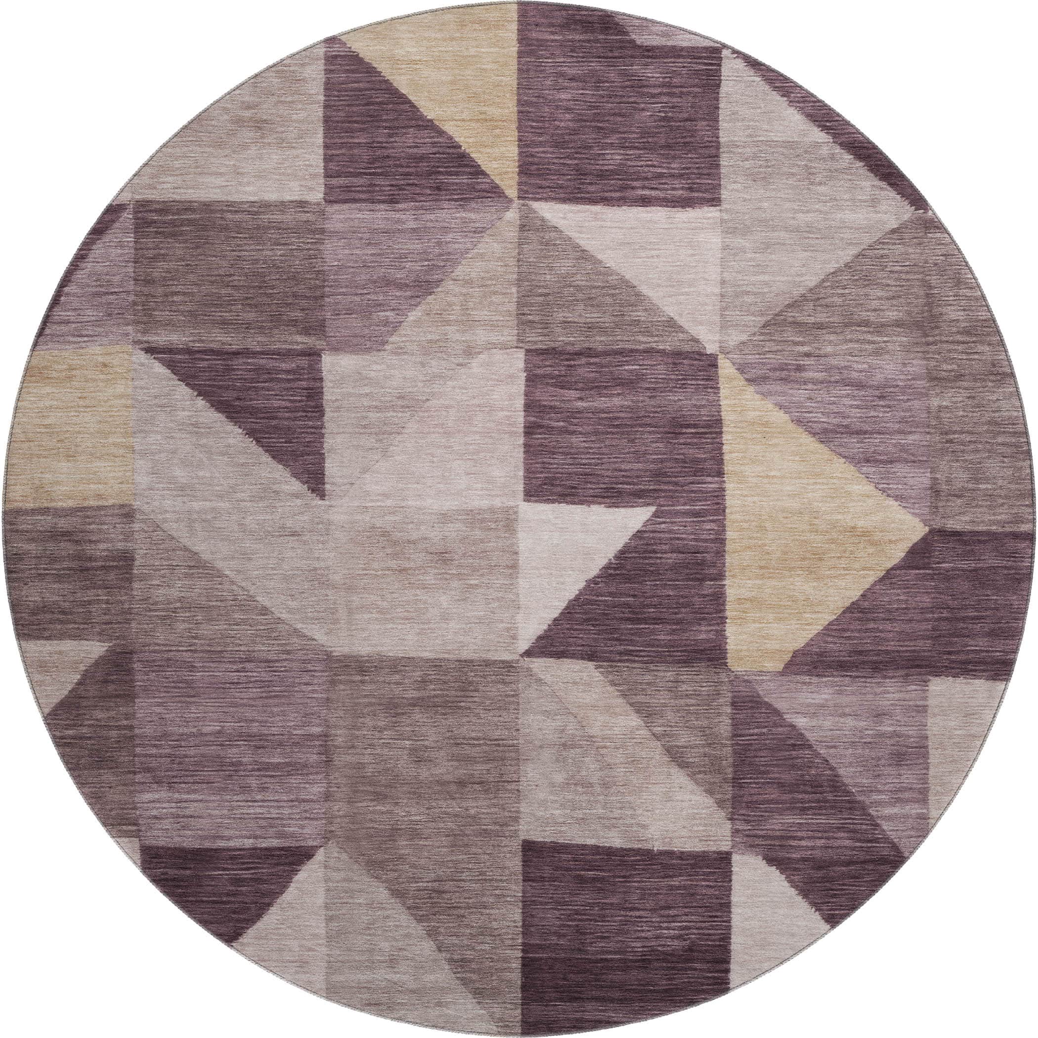Kathmandu Machine Washable Transitional Plum Purple Rug 8' x 8' #shape_Round