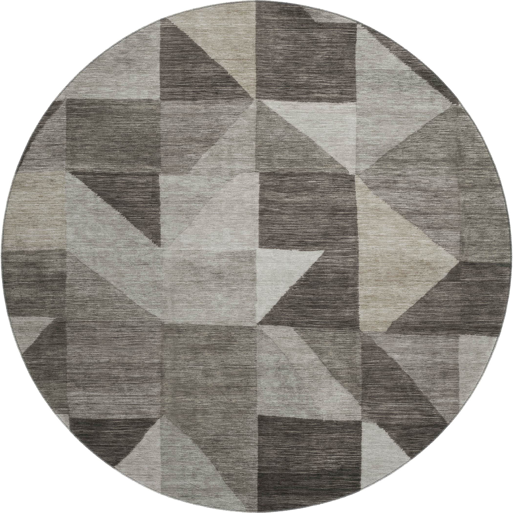 Kathmandu Machine Washable Transitional Taupe Brown Rug 8' x 8' #shape_Round