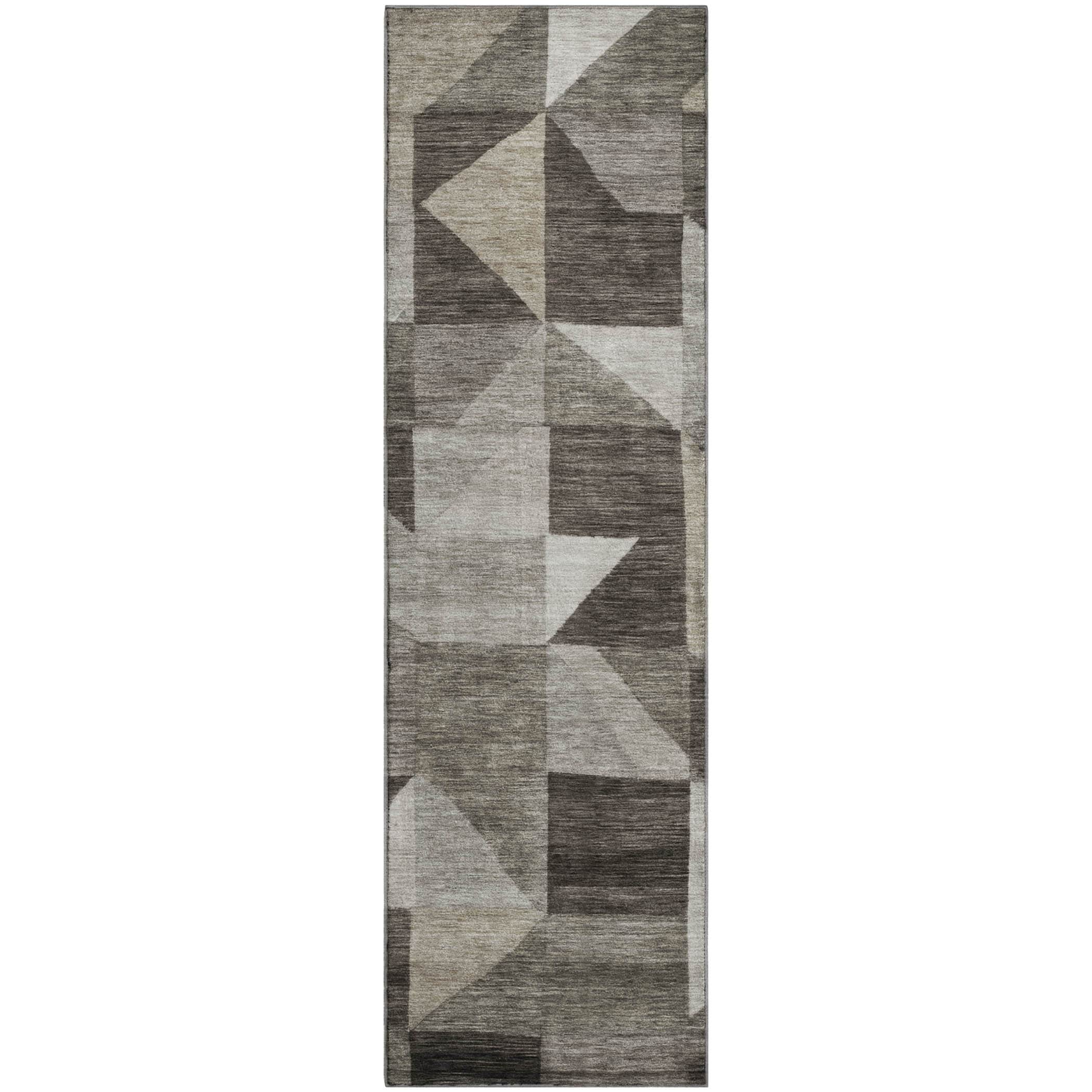 Kathmandu Machine Washable Transitional Taupe Brown Rug 2'3" x 7'6" #shape_Runner