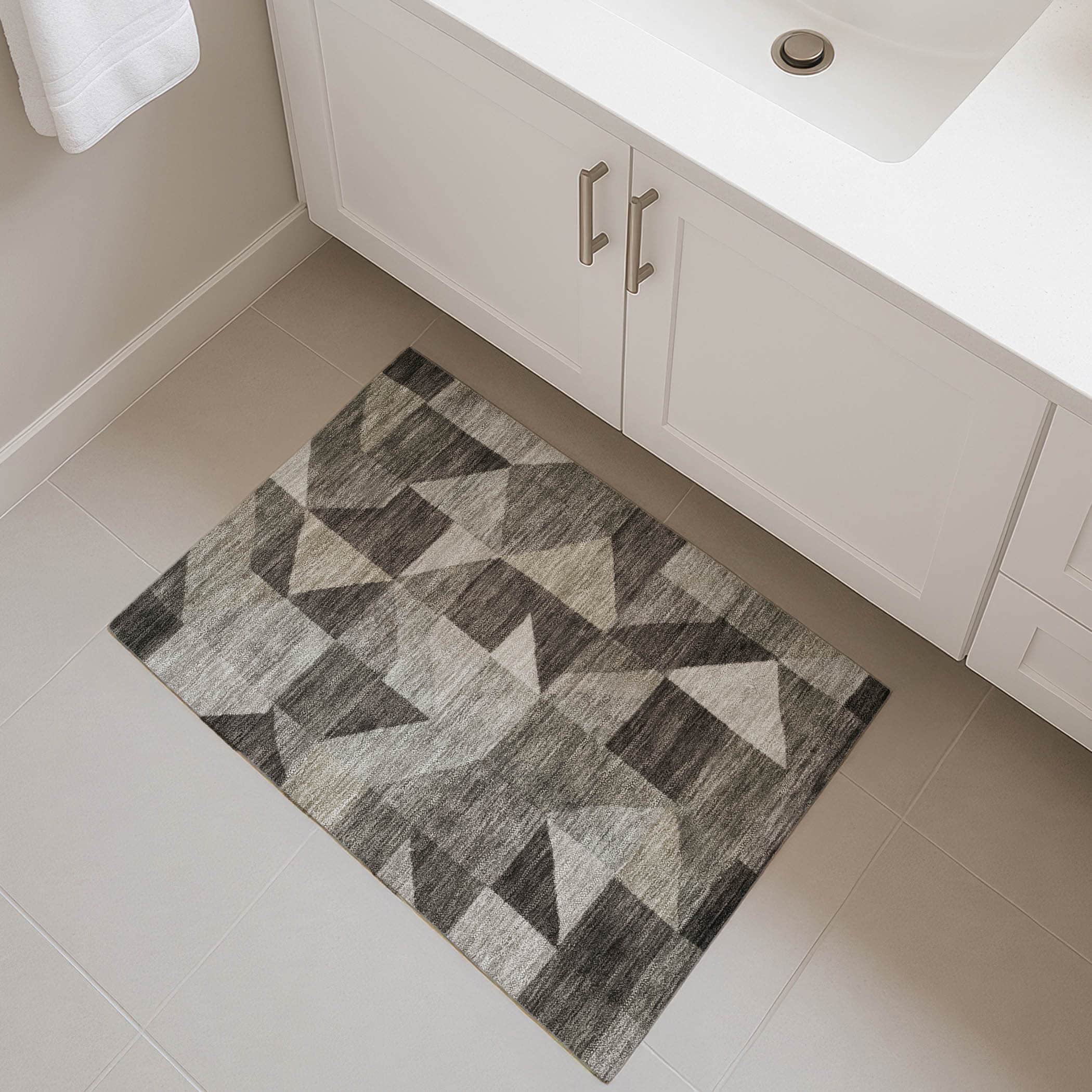 Kathmandu Machine Washable Transitional Taupe Brown Rug 1'8" x 2'6" #shape_Rectangle