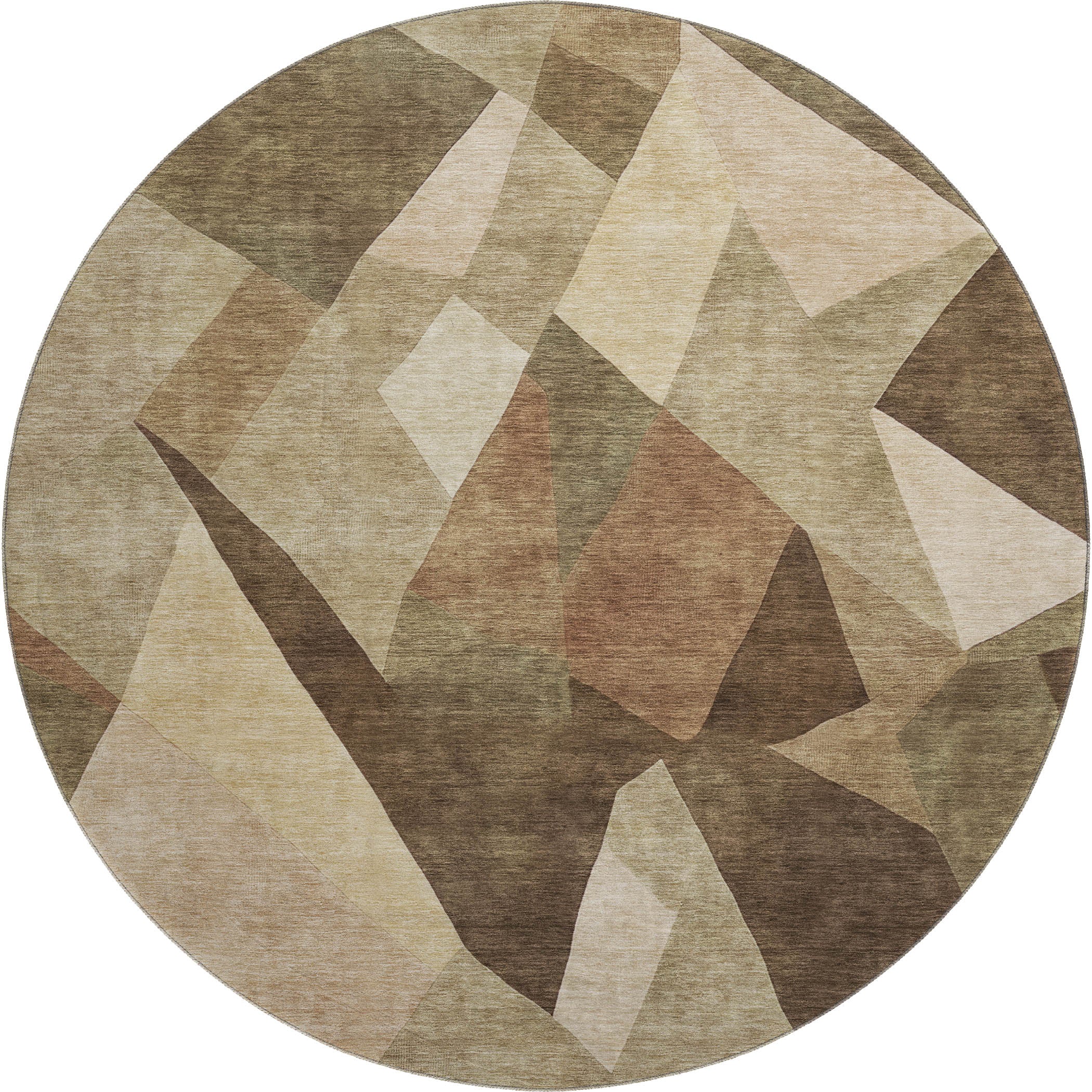 Lisbon Machine Washable Transitional Brown Rug 8' x 8' #shape_Round