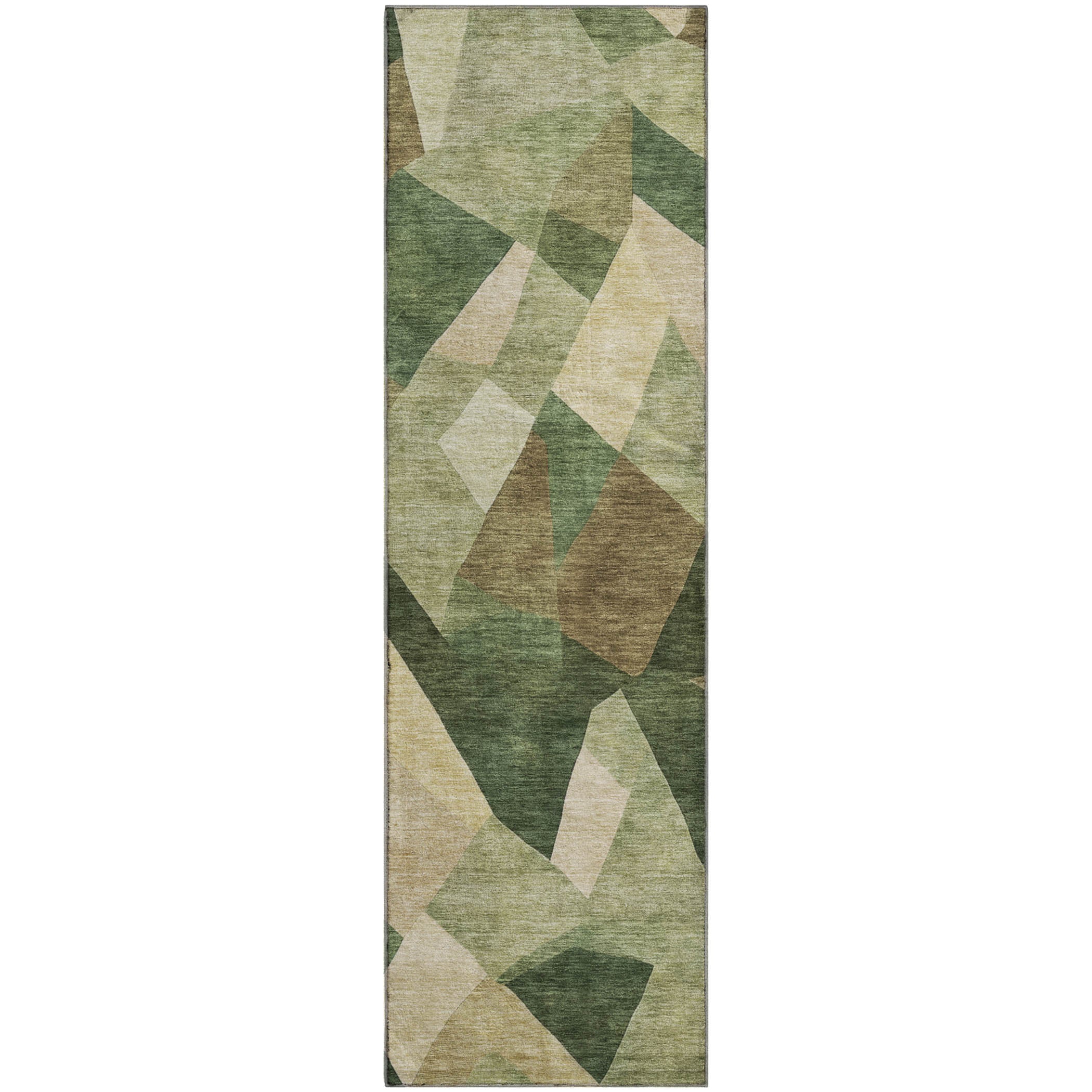 Lisbon Machine Washable Transitional Green Rug 2'3" x 7'6" #shape_Runner