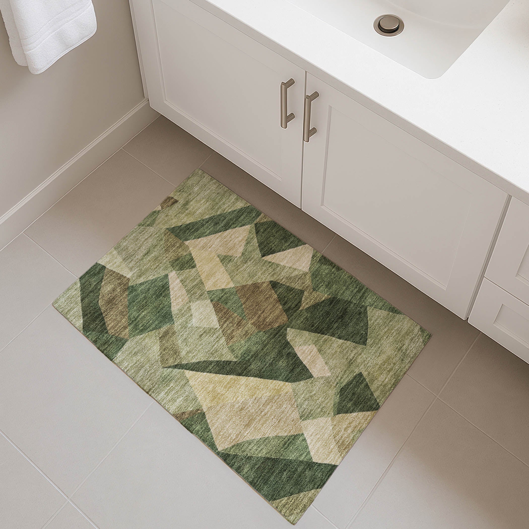 Lisbon Machine Washable Transitional Green Rug 1'8" x 2'6" #shape_Rectangle