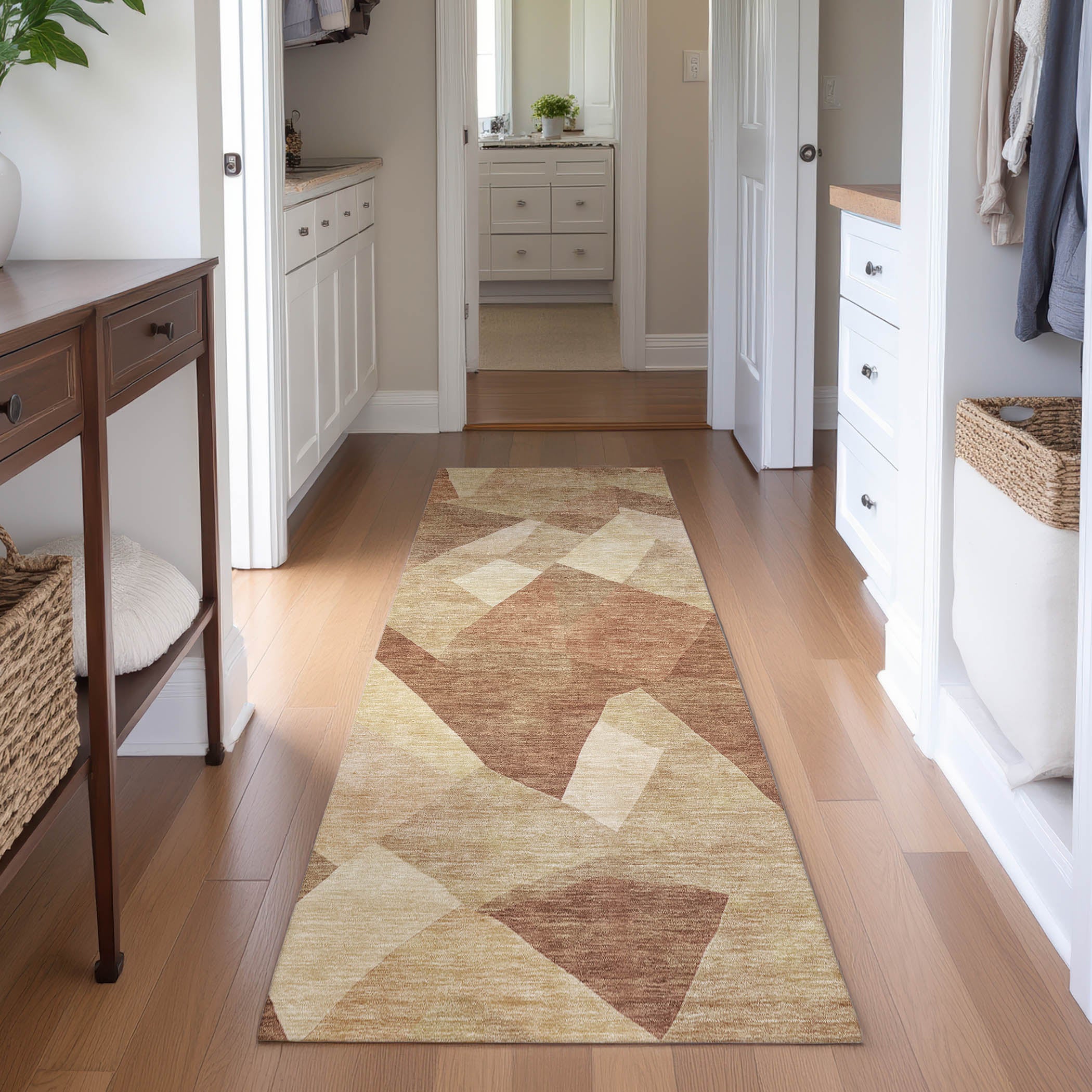 Lisbon Machine Washable Transitional Paprika Orange Rug 2'3" x 7'6" #shape_Runner