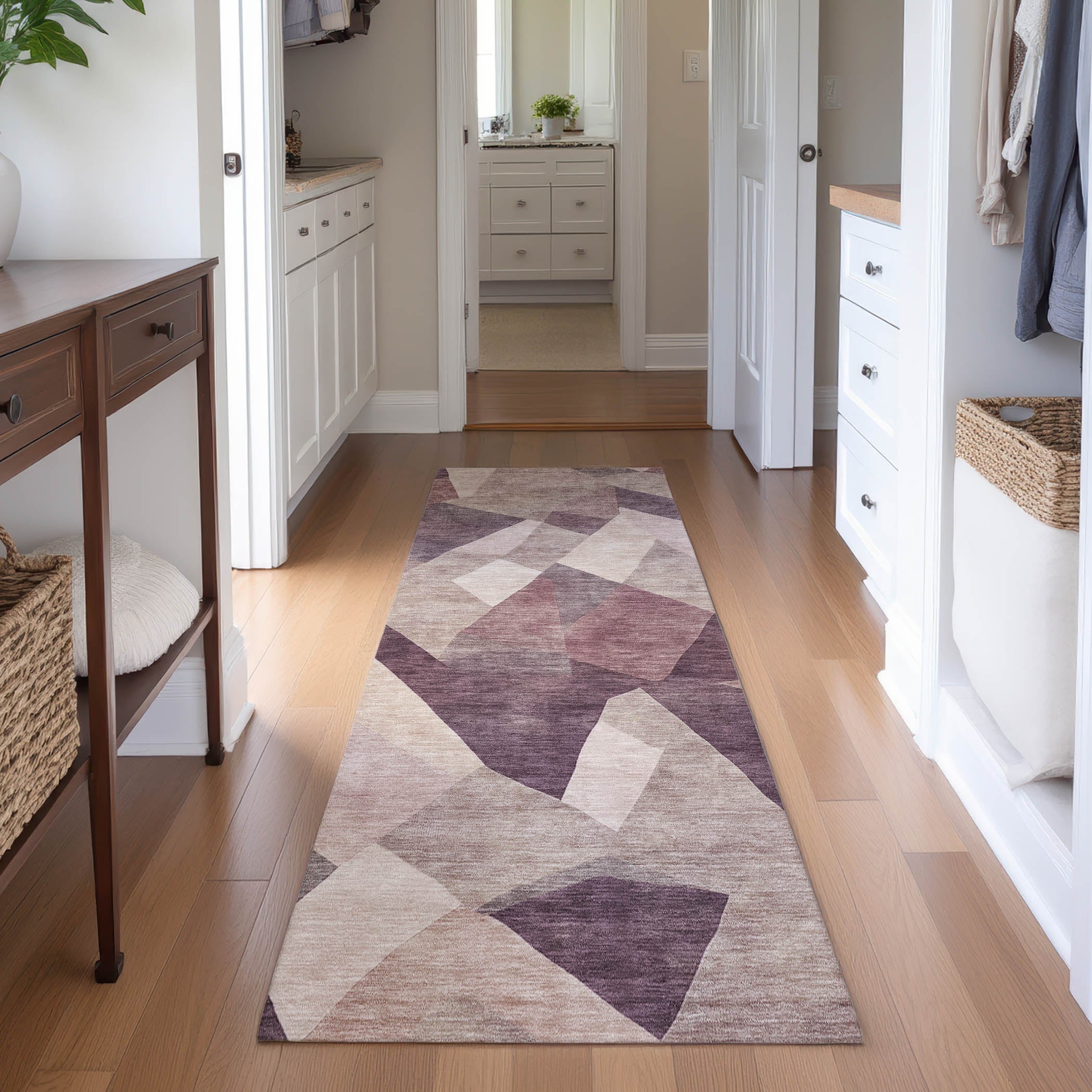 Lisbon Machine Washable Transitional Plum Purple Rug 2'3" x 7'6" #shape_Runner