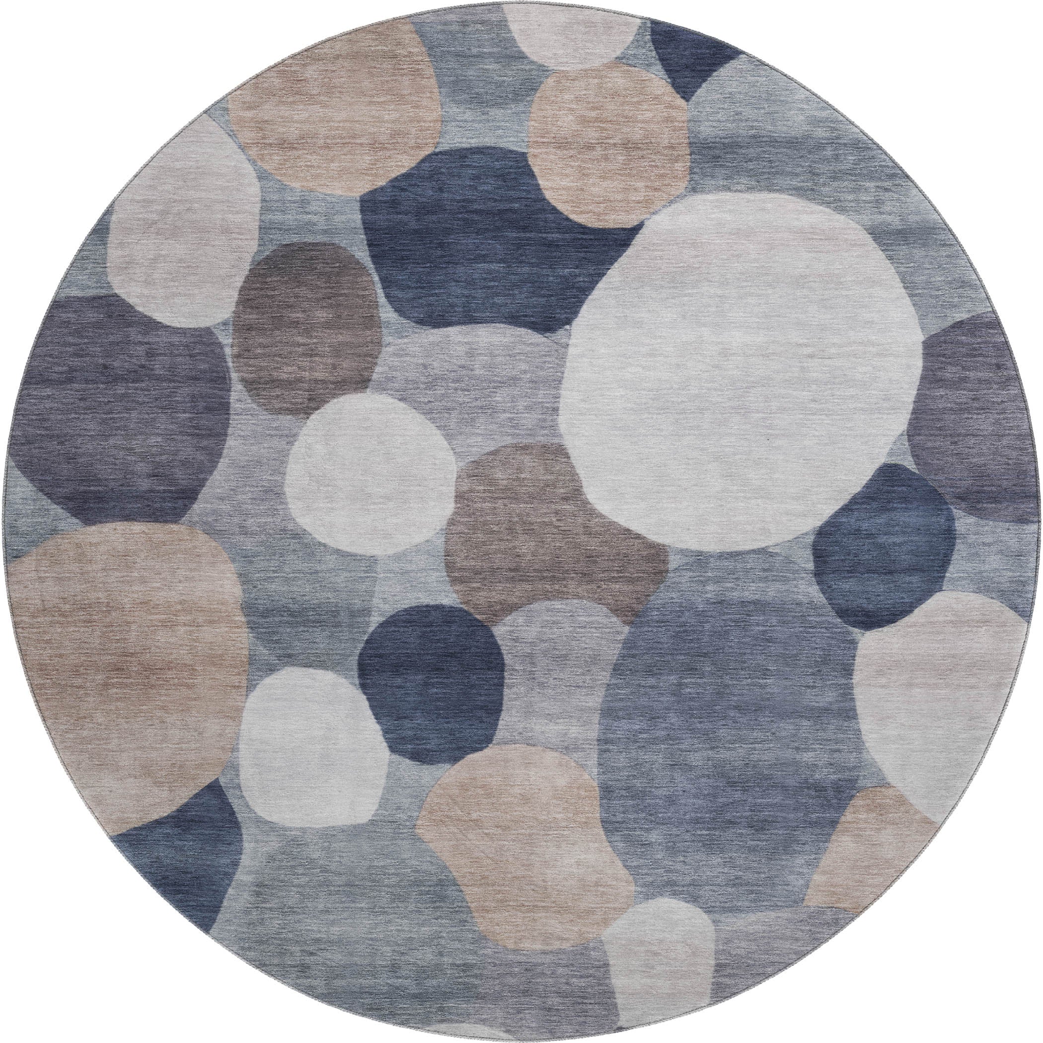 Baku Machine Washable Transitional Blue Rug 8' x 8' #shape_Round