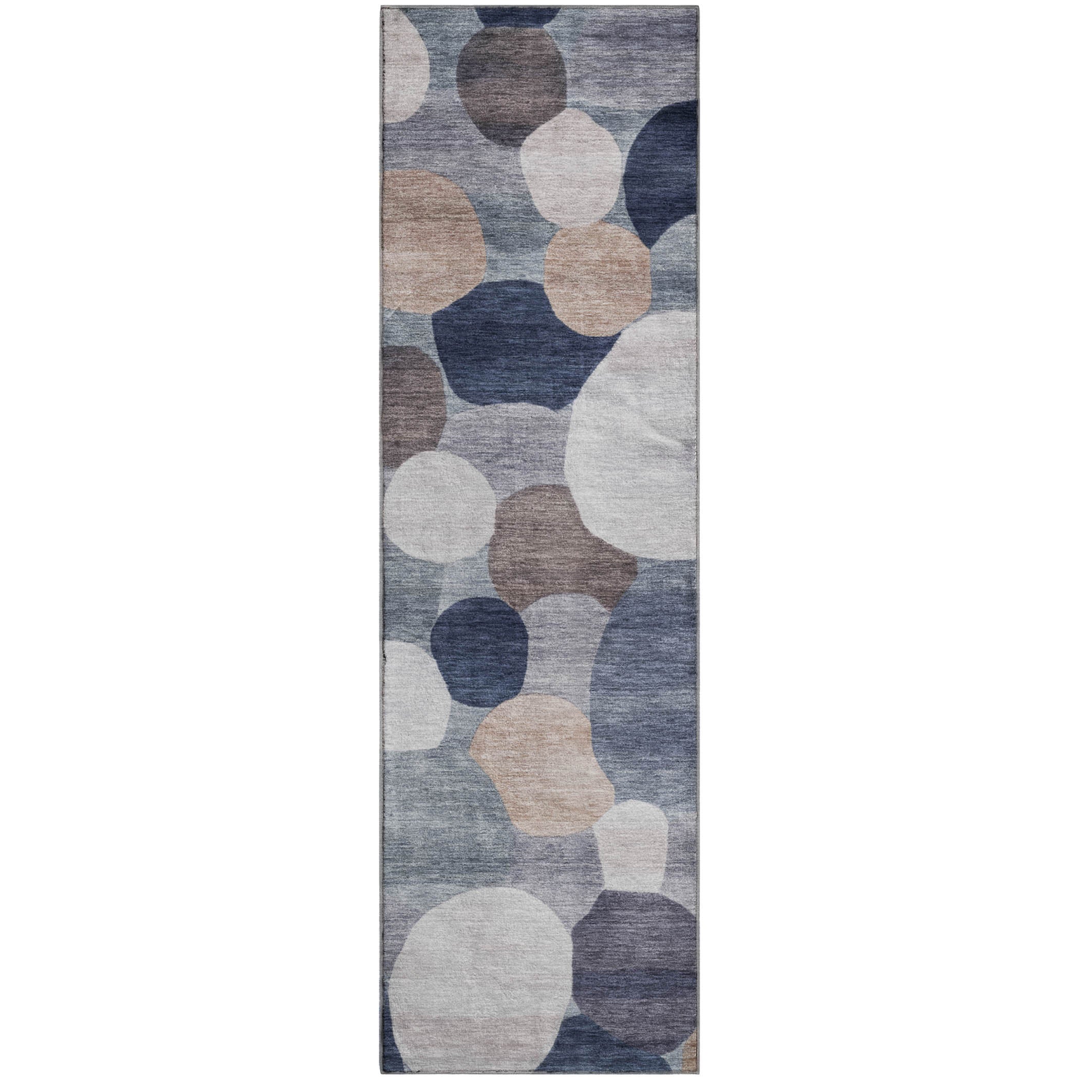 Baku Machine Washable Transitional Blue Rug 2'3" x 7'6" #shape_Runner
