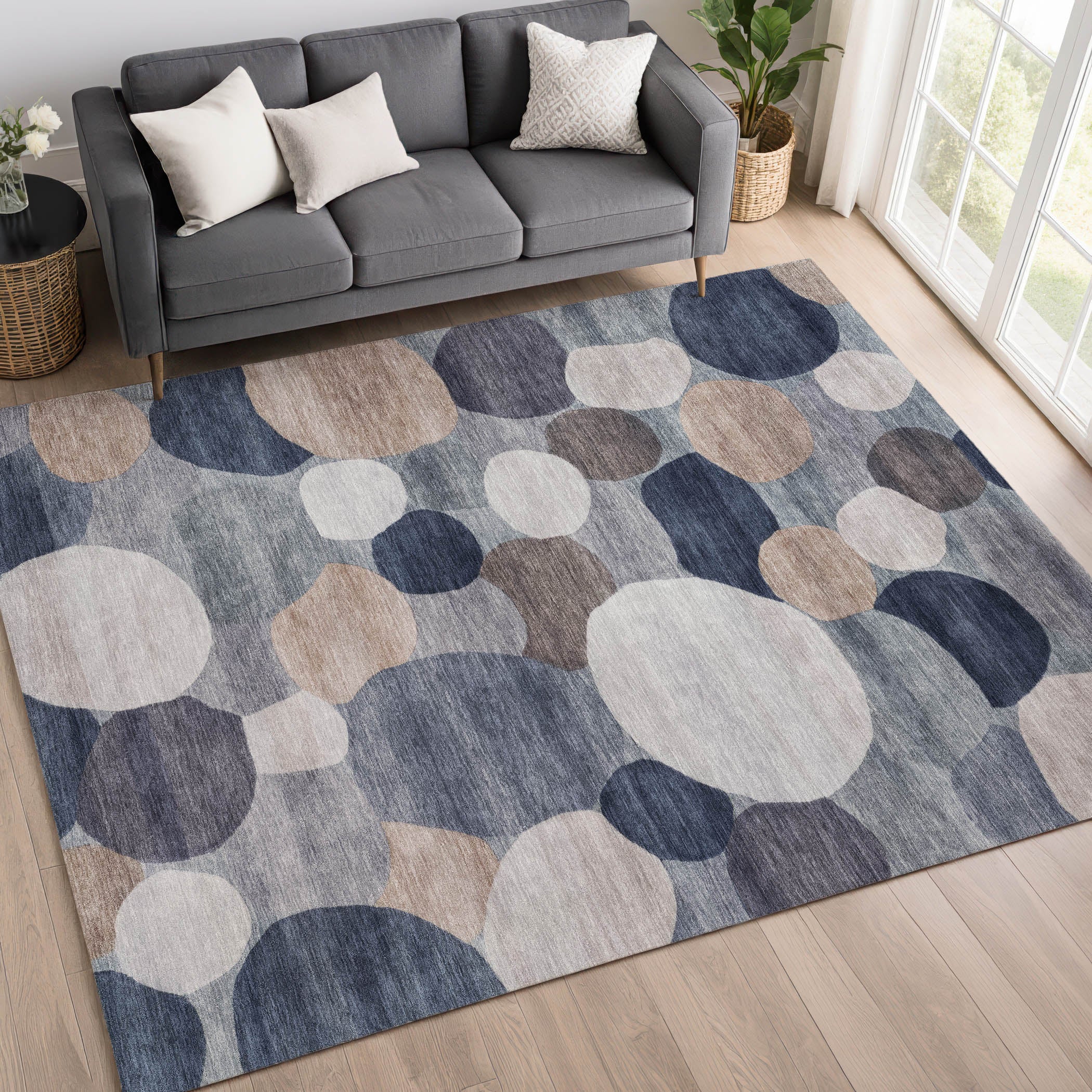 Baku Machine Washable Transitional Blue Rug 3' x 5' #shape_Rectangle