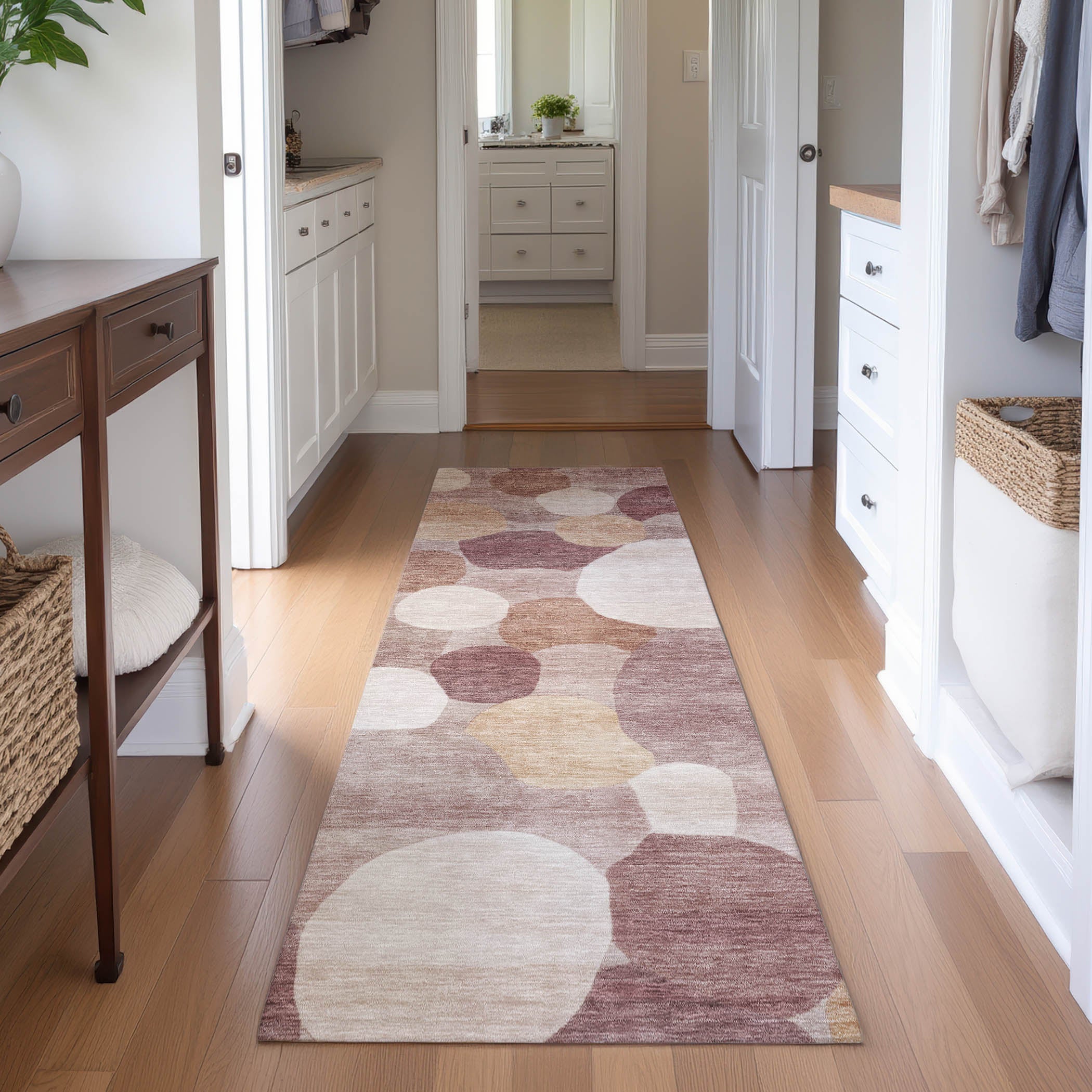 Baku Machine Washable Transitional Blush Pink Rug 2'3" x 7'6" #shape_Runner